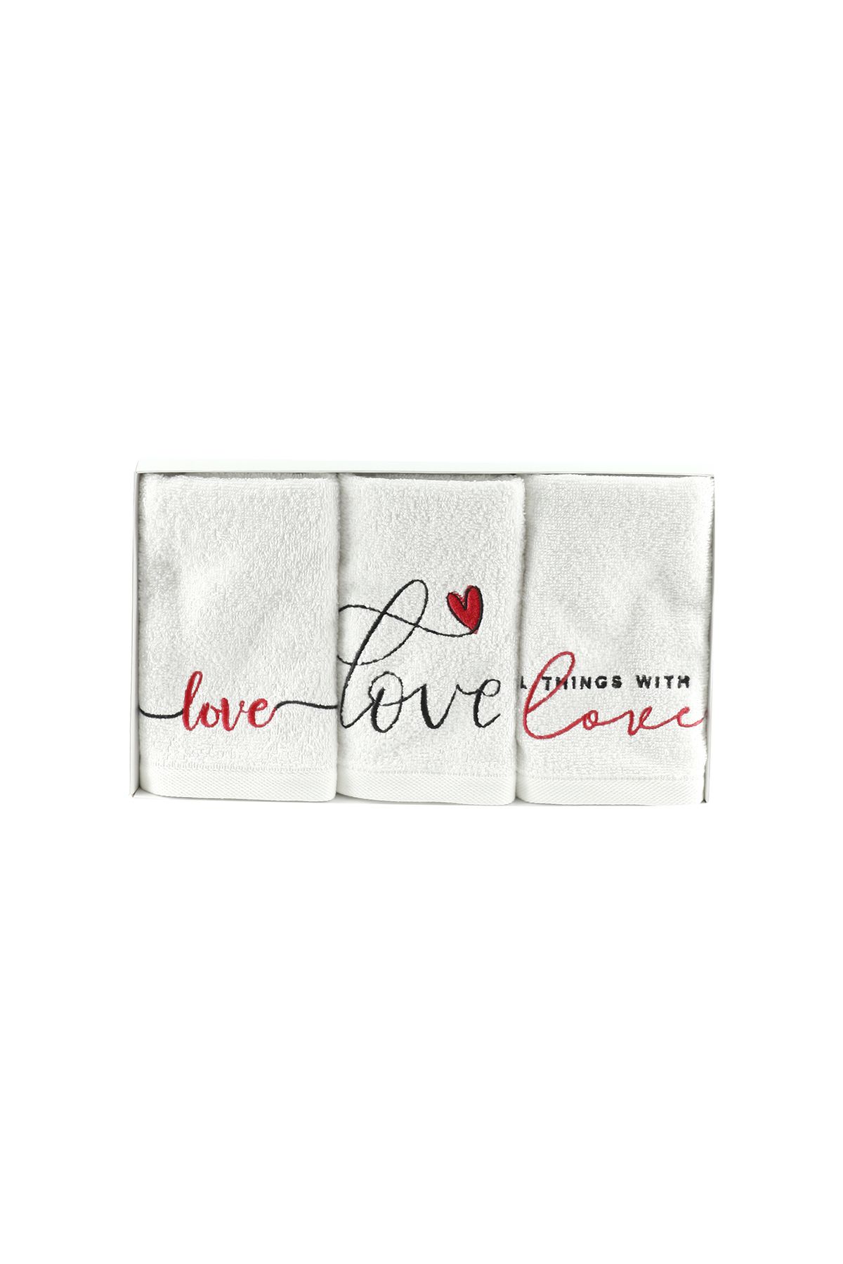 Kiğılı Love 3'lü Pamuk El Havlusu / Misafir Havlusu / Mutfak Havlusu (30X50)