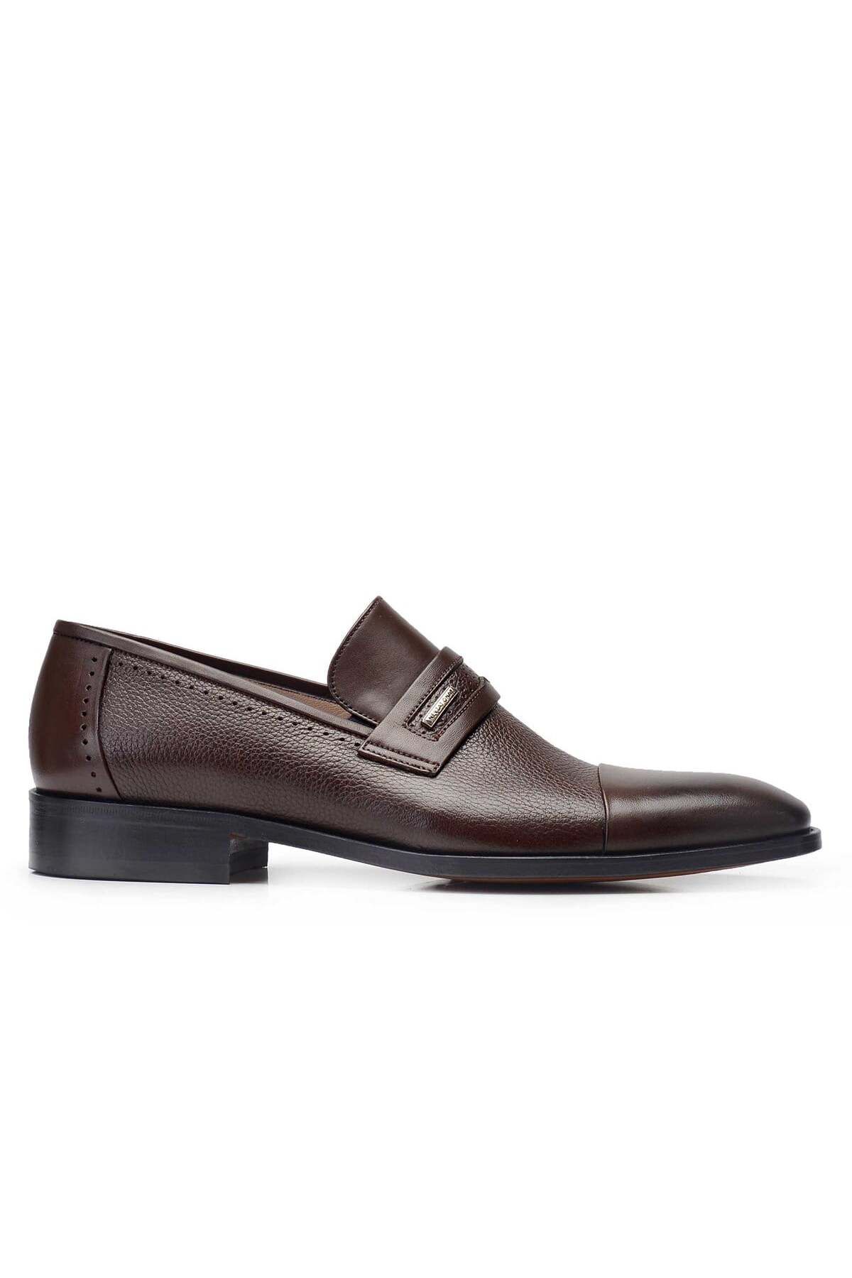 Nevzat Onay Kahverengi Klasik Loafer Kösele Erkek Ayakkabı -11830-