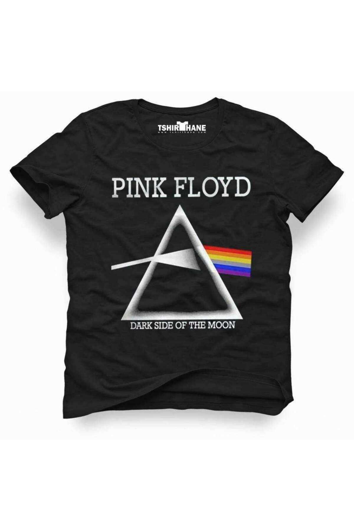 Tshirthane Pink Floyd Dark Side Rock Metal Müzik Baskılı Erkek Dar Kesim Slim Fit T-shirt