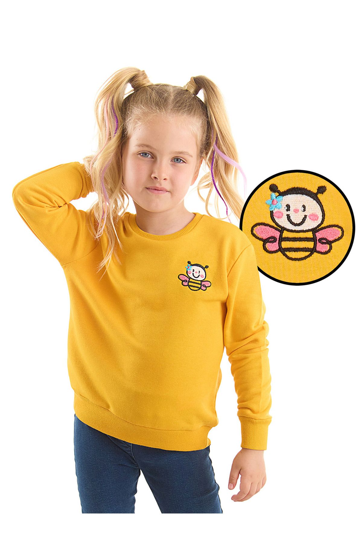Denokids Arı Kız Çocuk Sarı Sweatshirt
