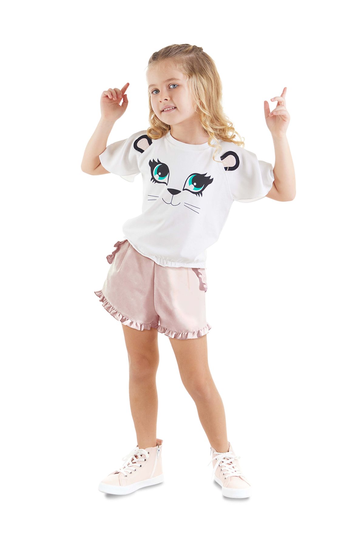 Denokids Pamuk Kız Çocuk T-shirt Şort Takım