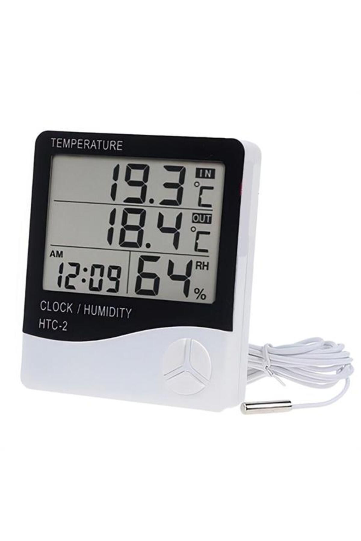 MirtaButik İç Ve Dış Ortam Sıcaklığını Ölçebilen Lcd Ekran Saat Göstergeli Alarmlı Nem Ölçer Termometre 4434