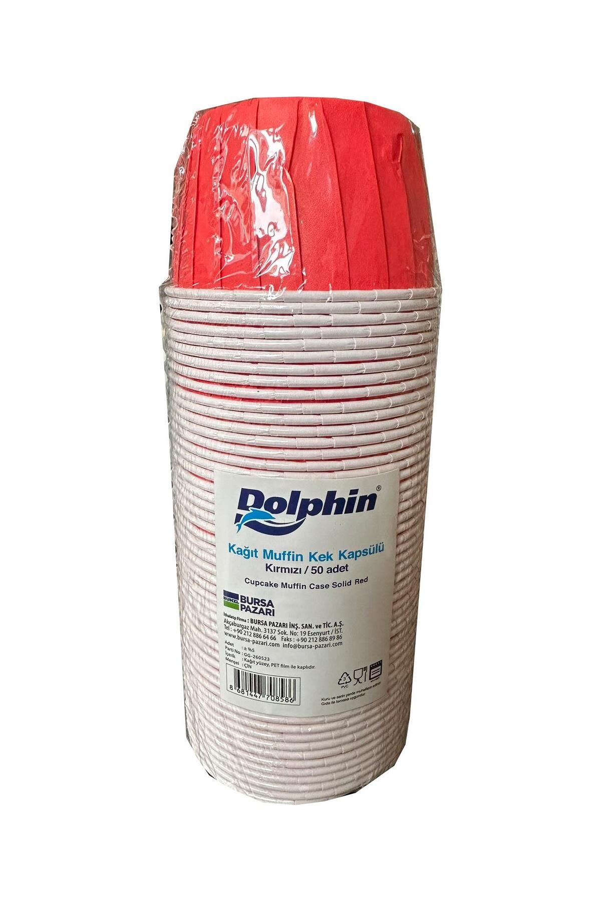 Dolphin Muffin Kağıt Karton Kırmızı Cupcake Kek Kalıbı Kapsülü Kabı - 50 Adetlik 1 Paket
