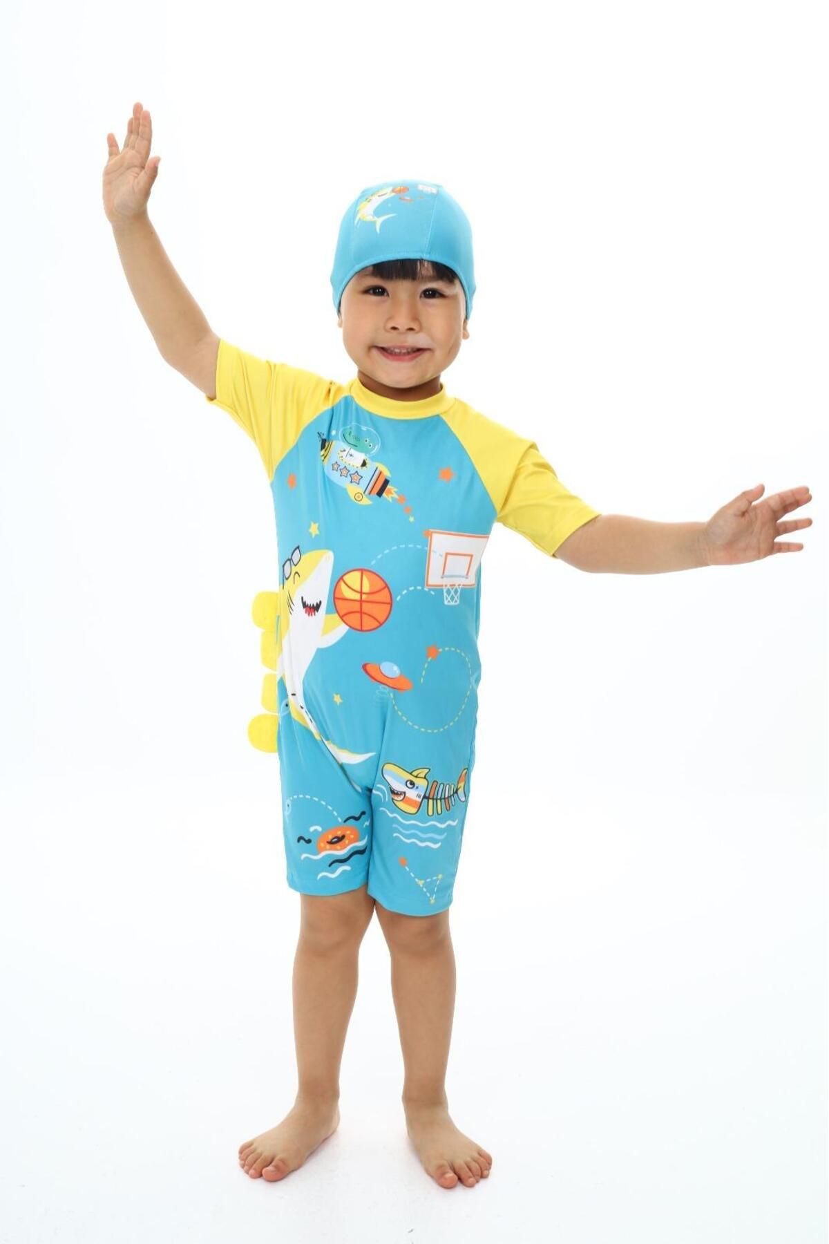 My Kids Wear Boneli Fermuarlı Erkek Çocuk Mayo