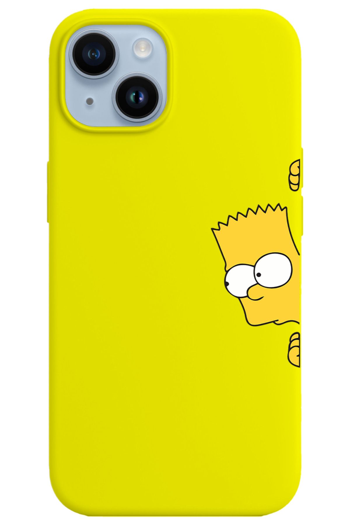 Genel Markalar iPhone 14 Simpsonlar Baskılı Sarı Telefon Kılıfı