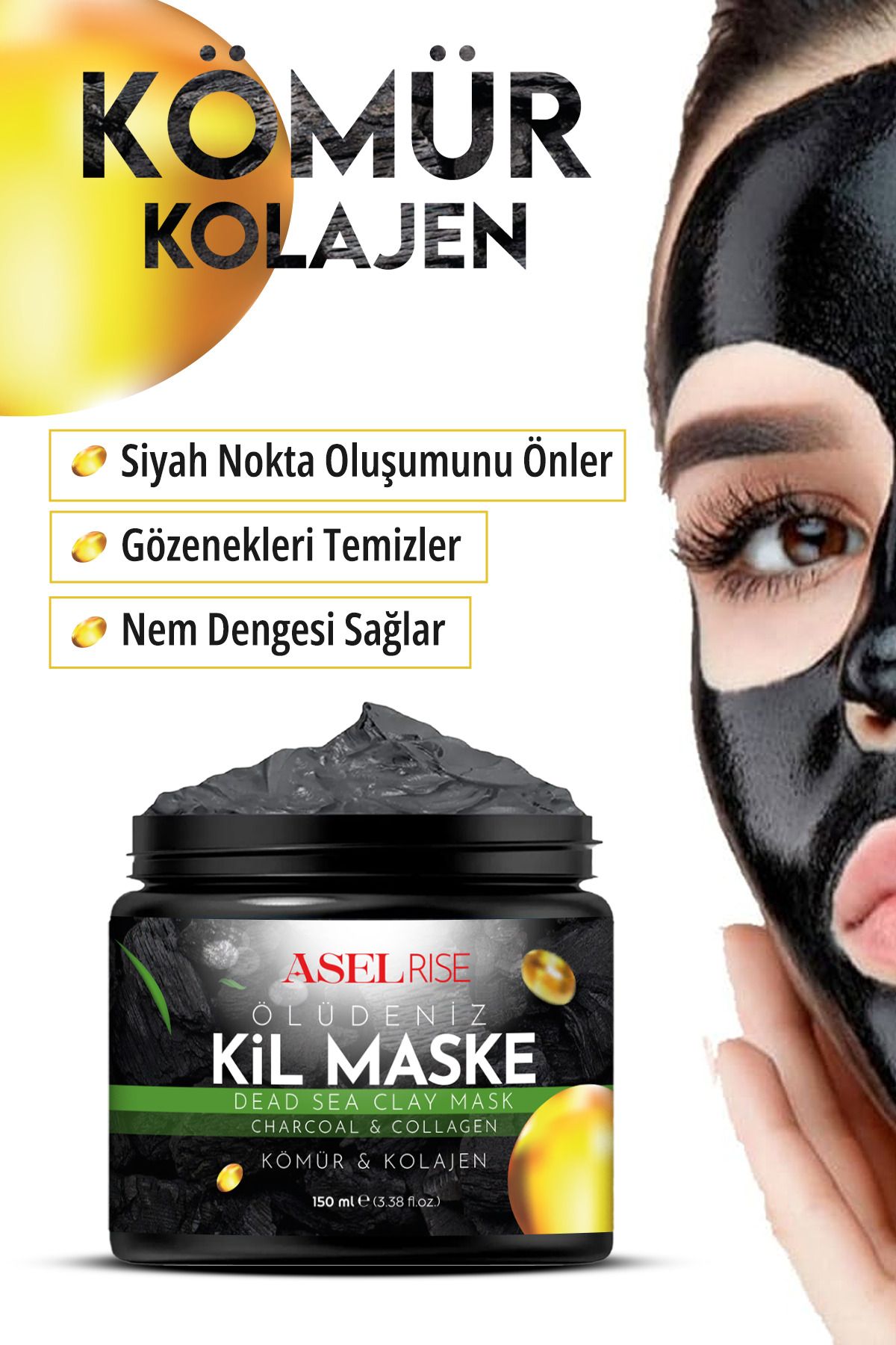 ASELRİSE Collagen Ölüdeniz Kil Maskesi Leke,giderici Akne Ve Siyah Nokta Giderici 150 gr