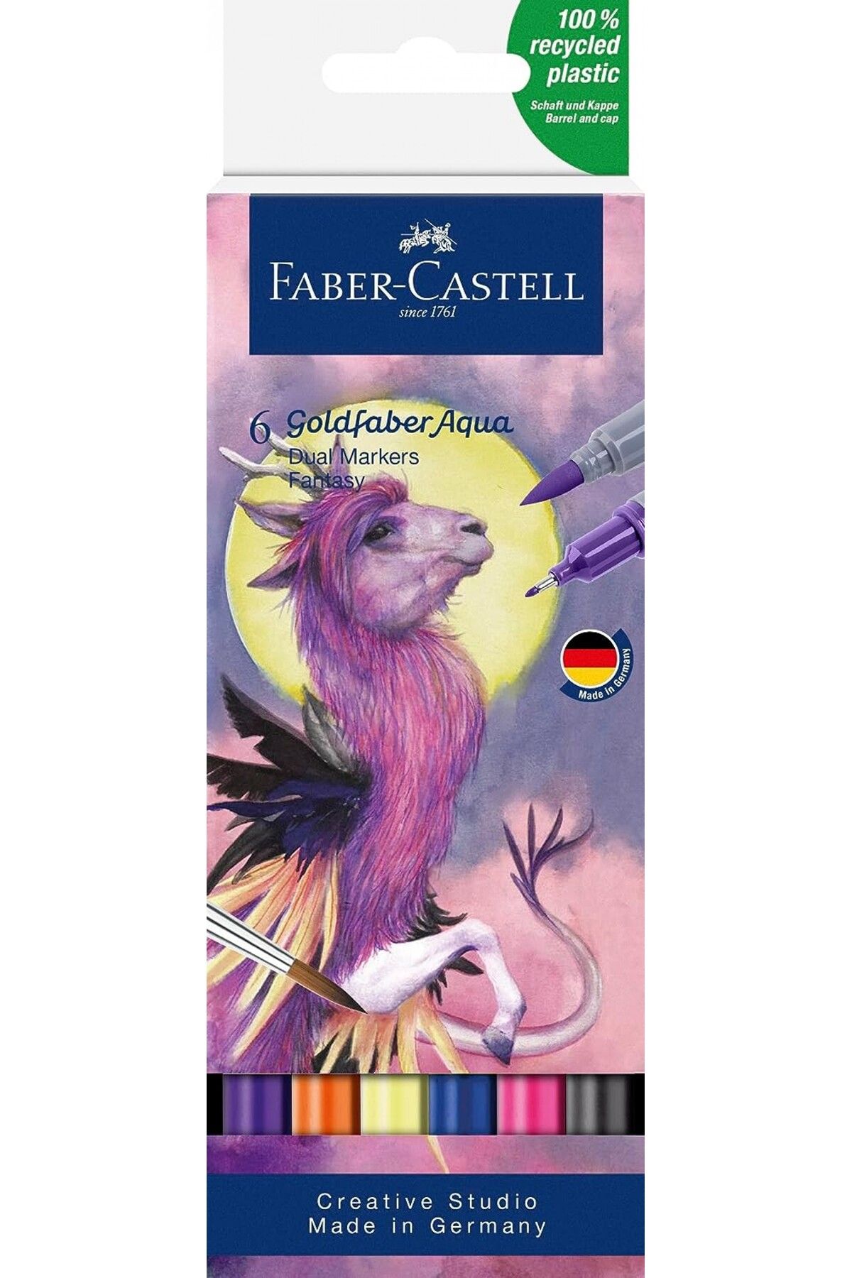 Faber Castell Faber-castell Goldfaber Aqua Çift Uçlu Markör, Kaligrafi, 6‘lı Fantasy / 164526