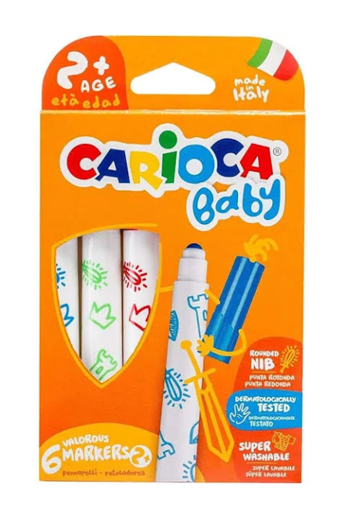 Carioca Jumbo 6'lı Bebek Süper Yıkanabilir Keçeli Boya Kalemi / 42813
