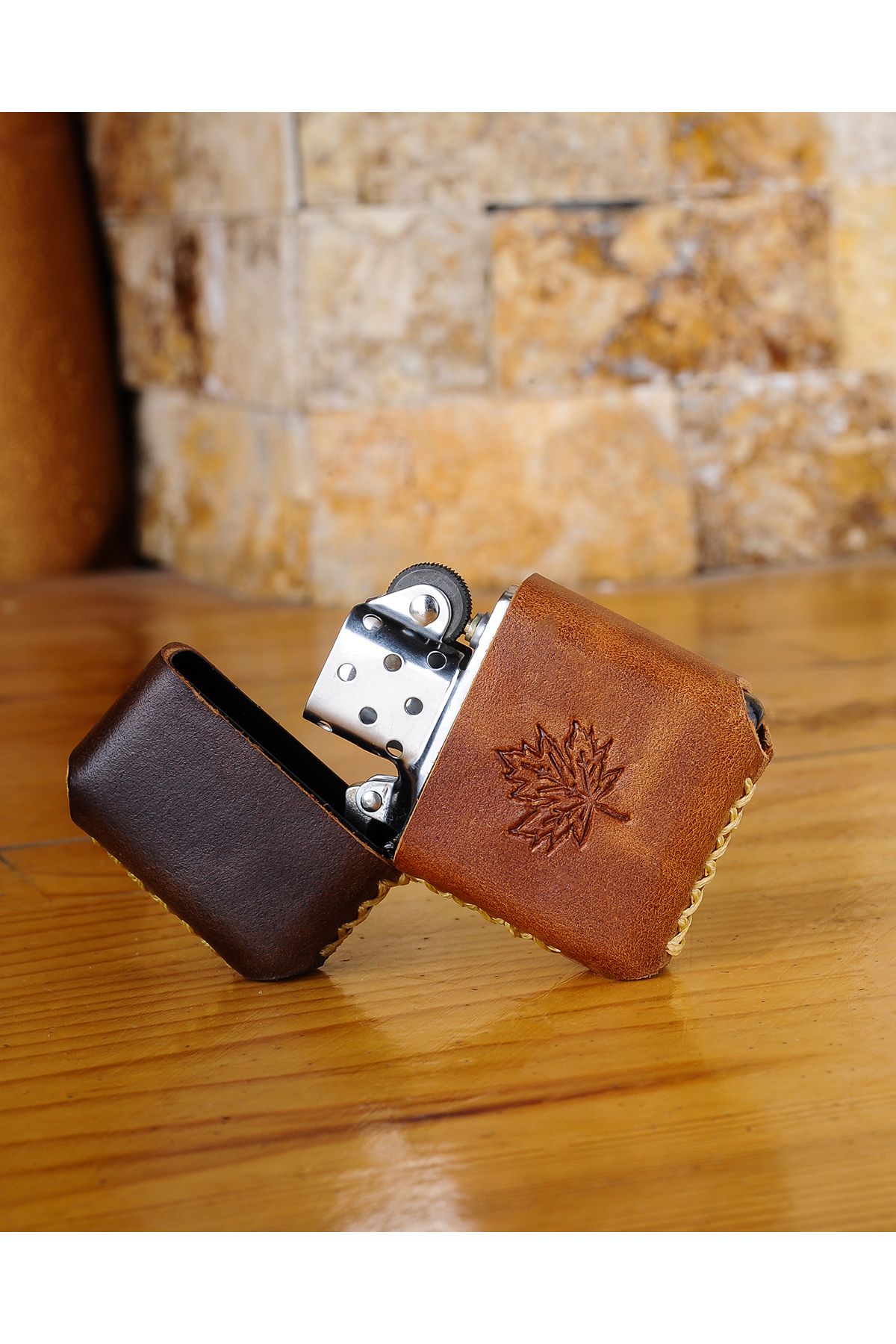Atölye Çınar Leather Handmade El Yapımı Hakiki Deri Zippo Çakmak