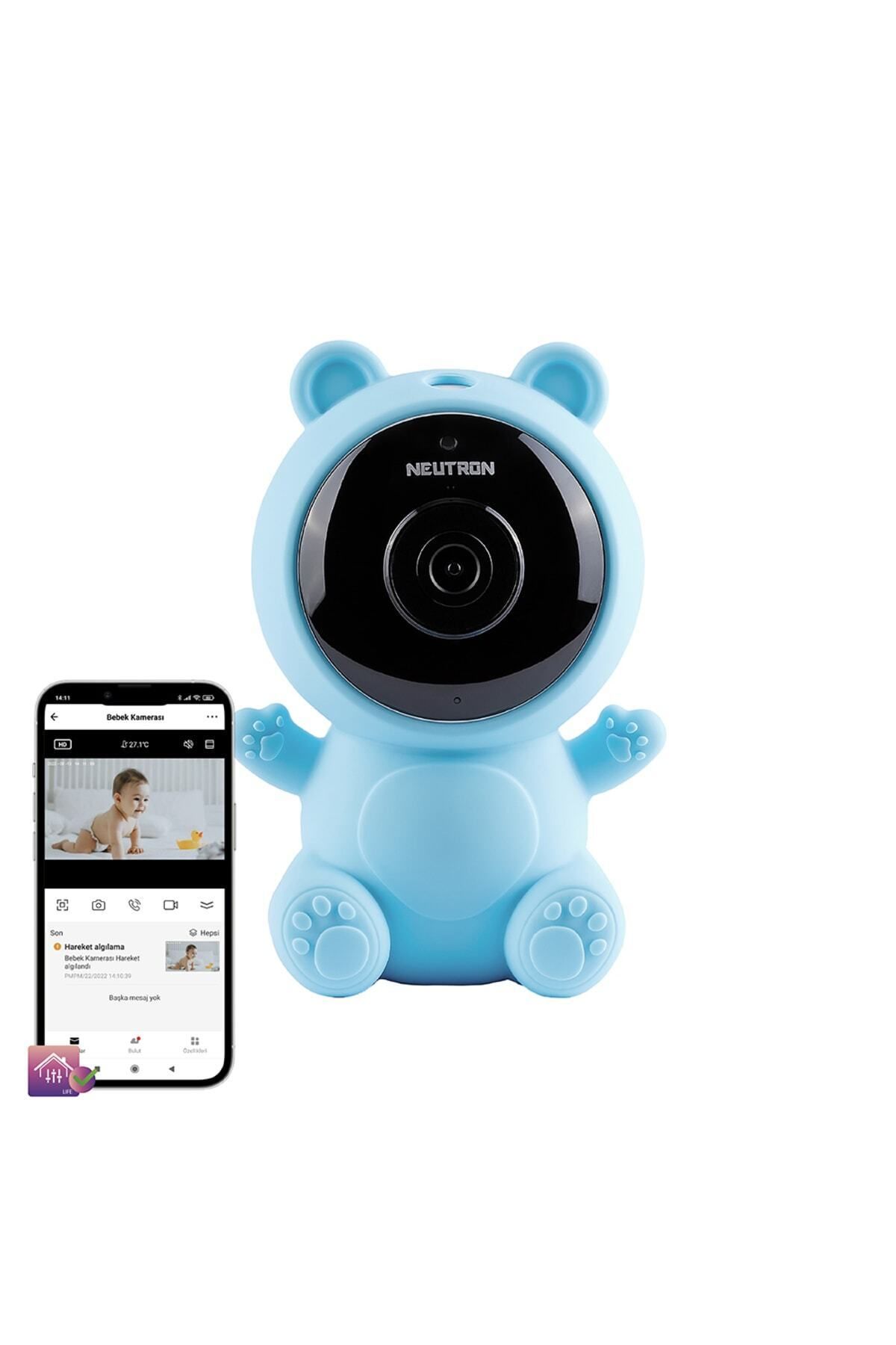 NEUTRON Ninni Söyleyen Gece Görüşlü Ip Wifi Bebek Izleme Kamerası Mavi