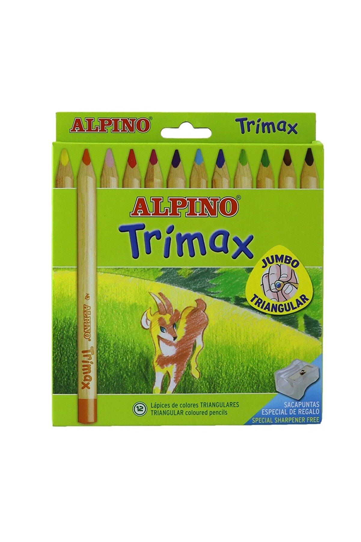 Alpino Trimax Üçgen Şekilli Jumbo Kuru Boya 12 Renk