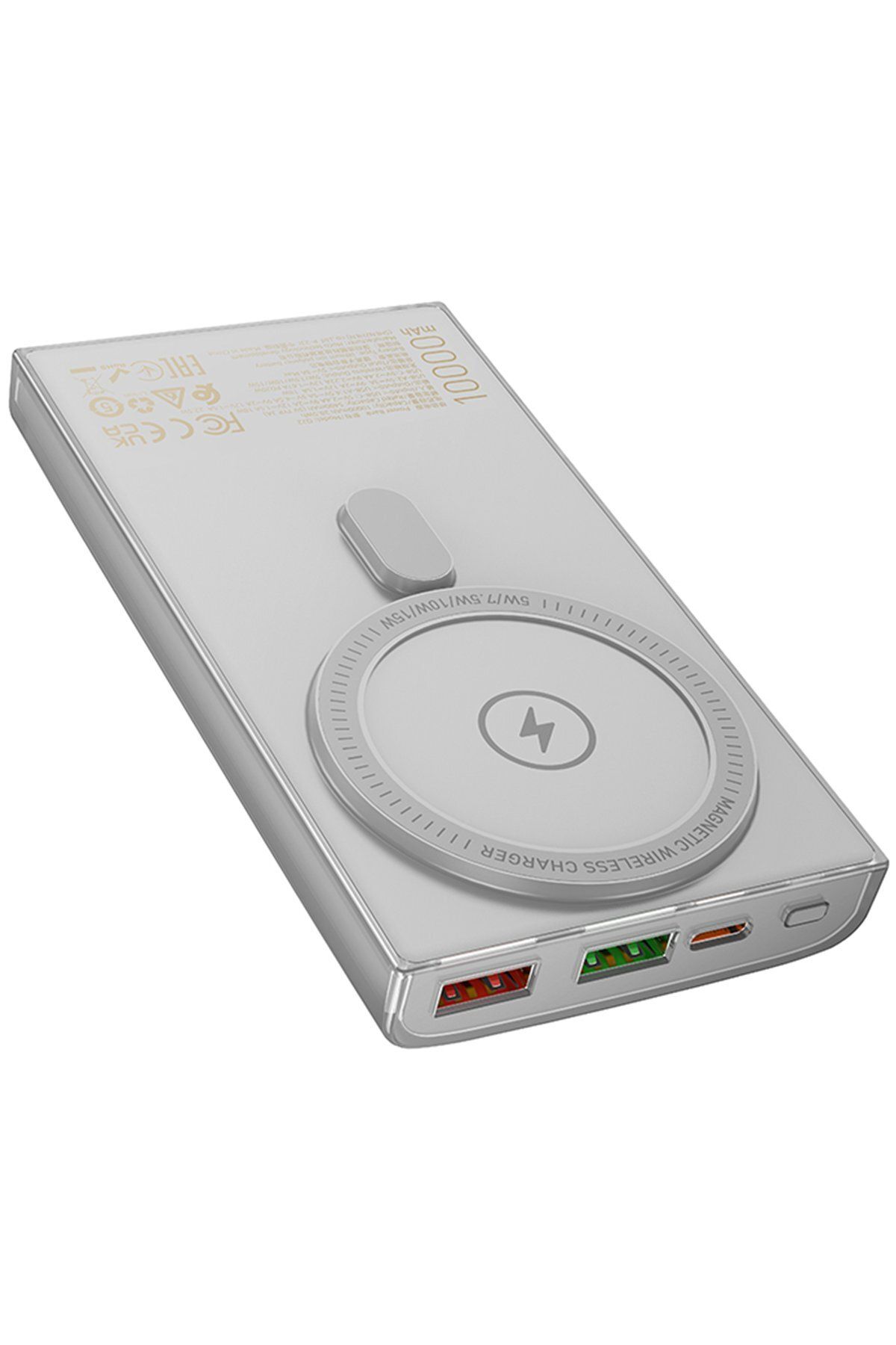 GHK TECH 22.5W PD 20W Magsafe Dijital Ekranlı Powerbank - Beyaz