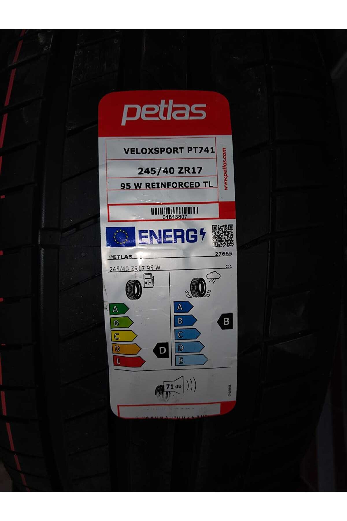 245/40 R17 TL 95W REINF. VELOX SPORT PT741 PETLAS PETLAS YAZ LASTİĞİ 2024 ÜRETİM