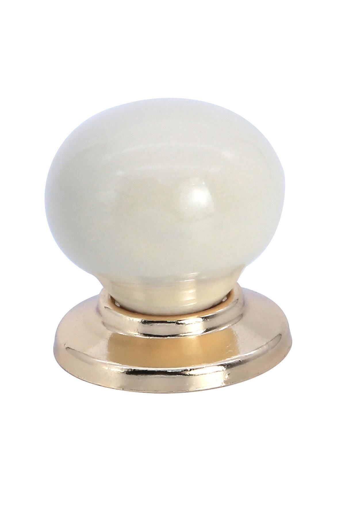 Porcellana Perla Porselen Kulp Dolap Çekmece Mobilya Mutfak Kulbu Yakut Düğme -krem-altın-stk0132