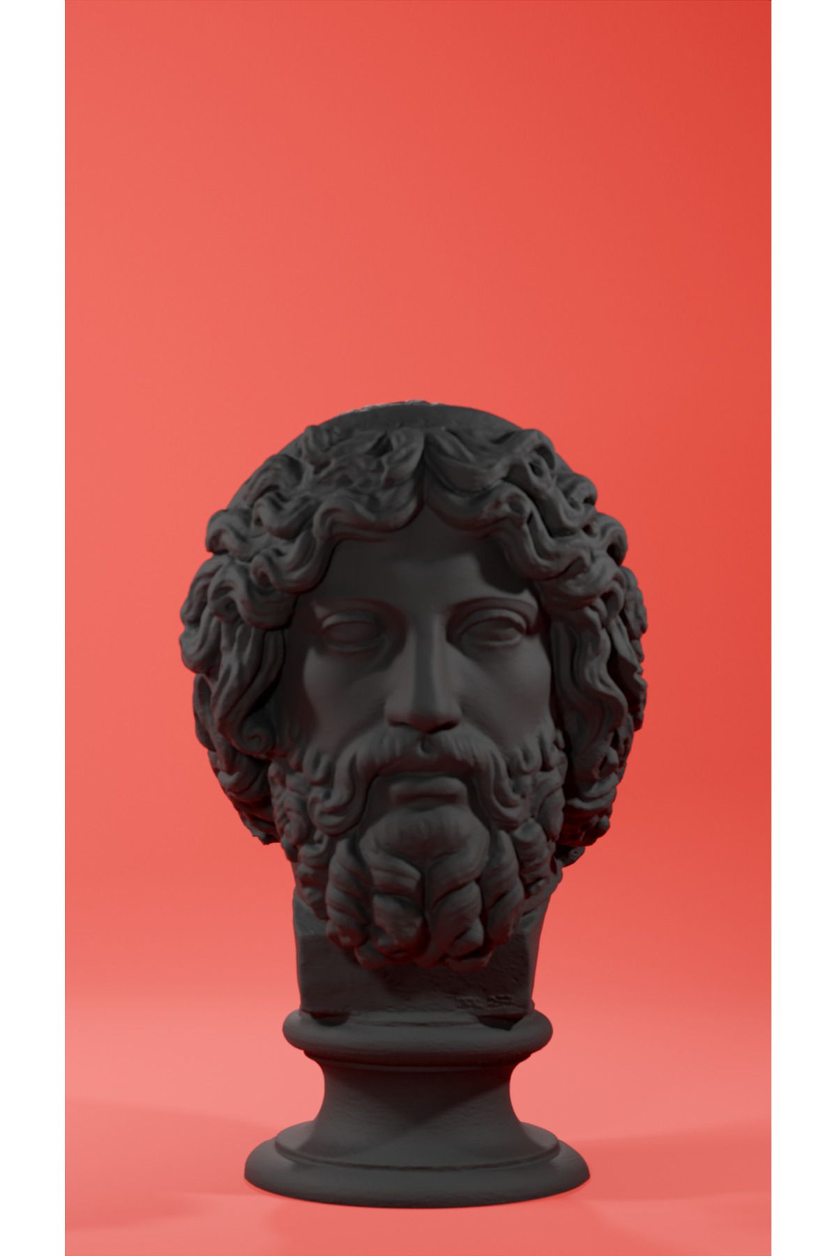 Cuboid 3D Orta Boy 15 Cm Dekoratif ' Zeus ' Heykel Figür Büst Siyah Renk Orta Boy 15 Cm