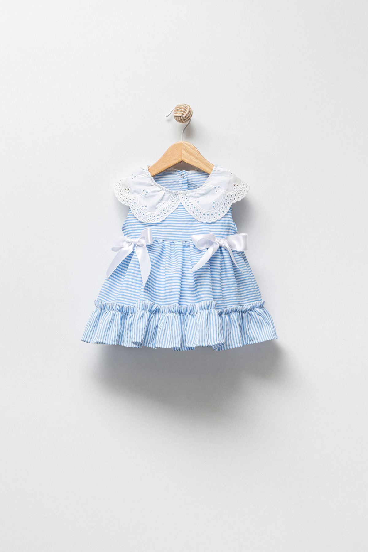 Jikko Baby Yaka Detaylı Çizgili Kız Bebek Elbise 8005