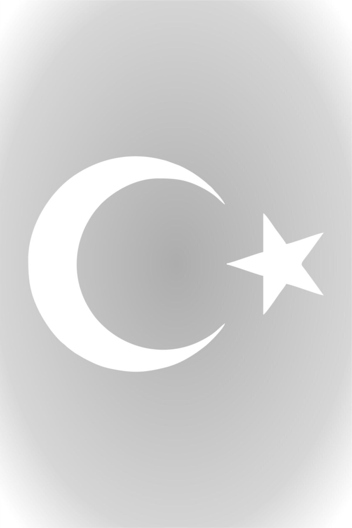 HMNL Ay Yıldız Sticker Türk Bayrağı Sticker 10 X 7,5 Cm Beyaz