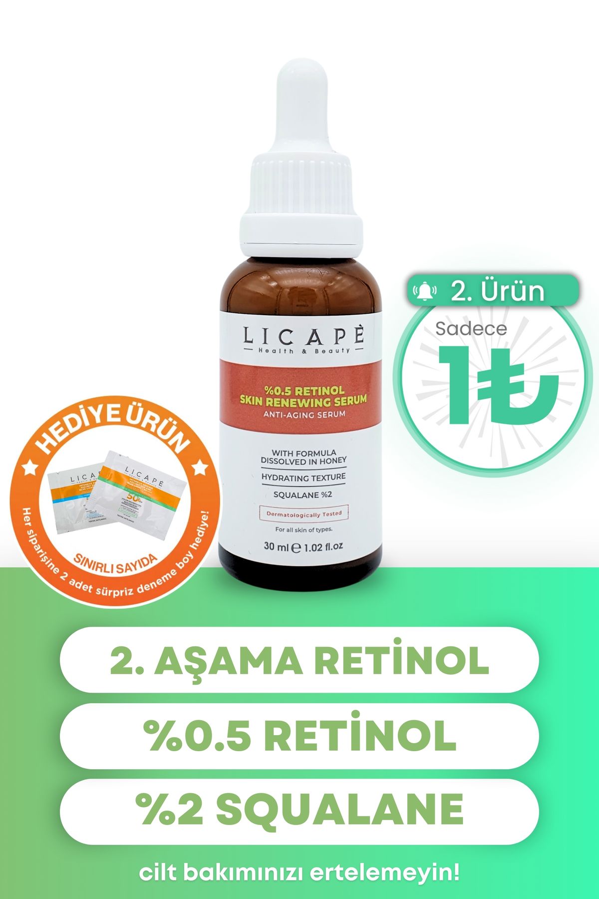 Licape Cilt Yaşlanması Karşıtı Aydınlatıcı 2.aşama (%0,5) Retinol Serum