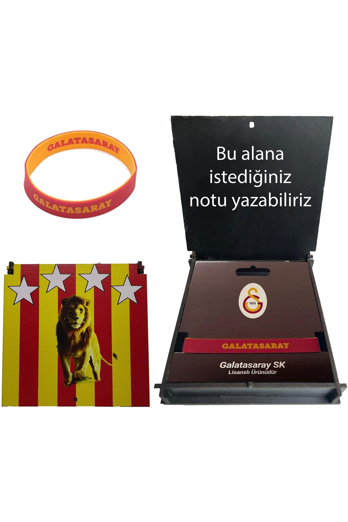 Galatasaray Lisanslı GS Bileklik Renkli Hediye Ahşap Kutulu