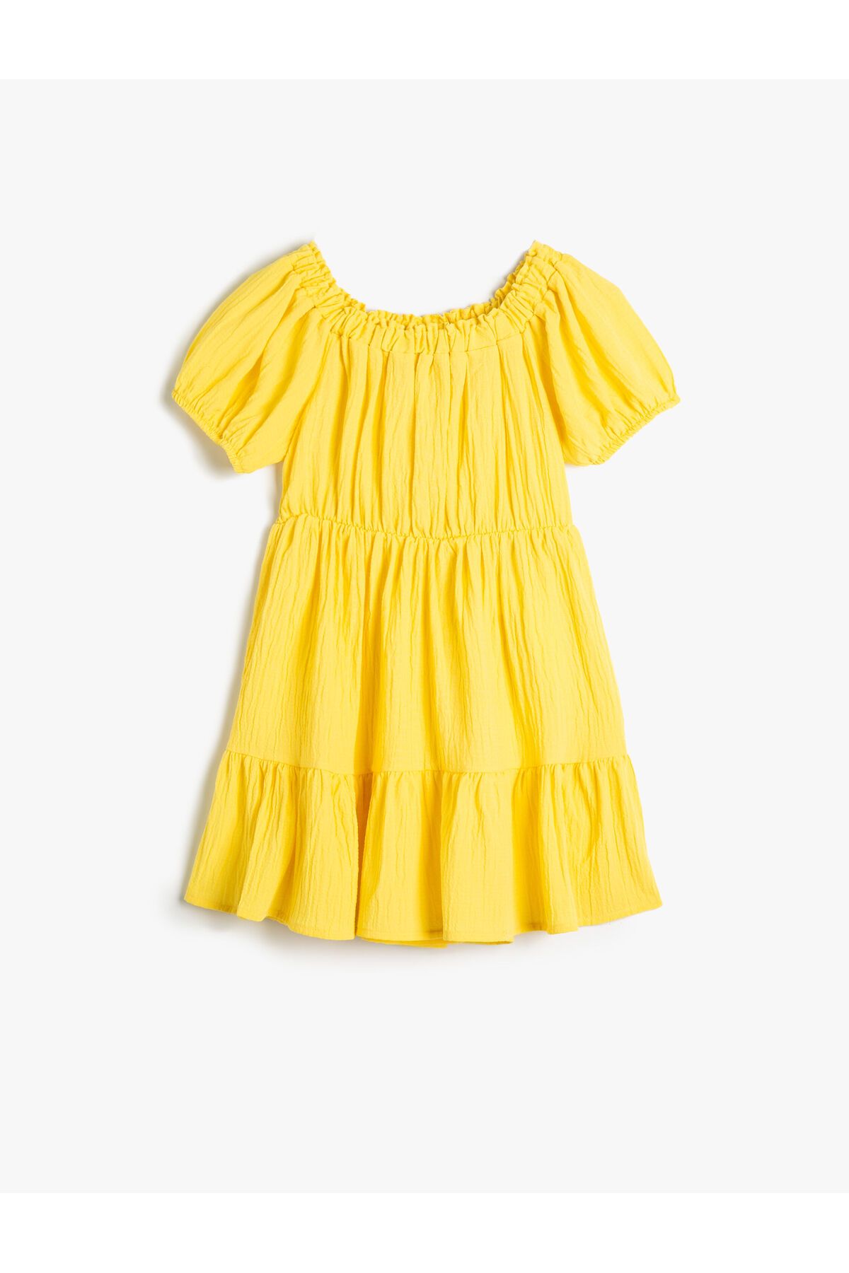 Koton Düz Sarı Kız Çocuk Diz Altı Elbise 3skg80060aw