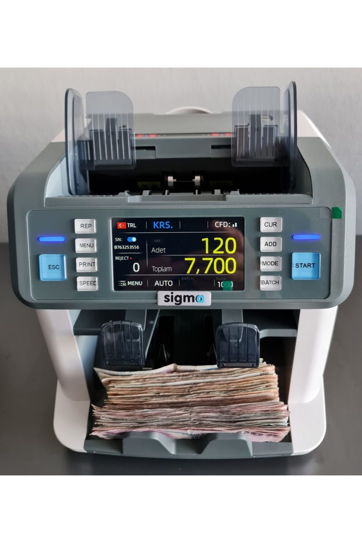 sigmapro Sigma SC 955A Geçersiz Banknot Kontrollü Çift CIS'lı Otomatik Ülke Tanımalı Para Sayma Makinesi