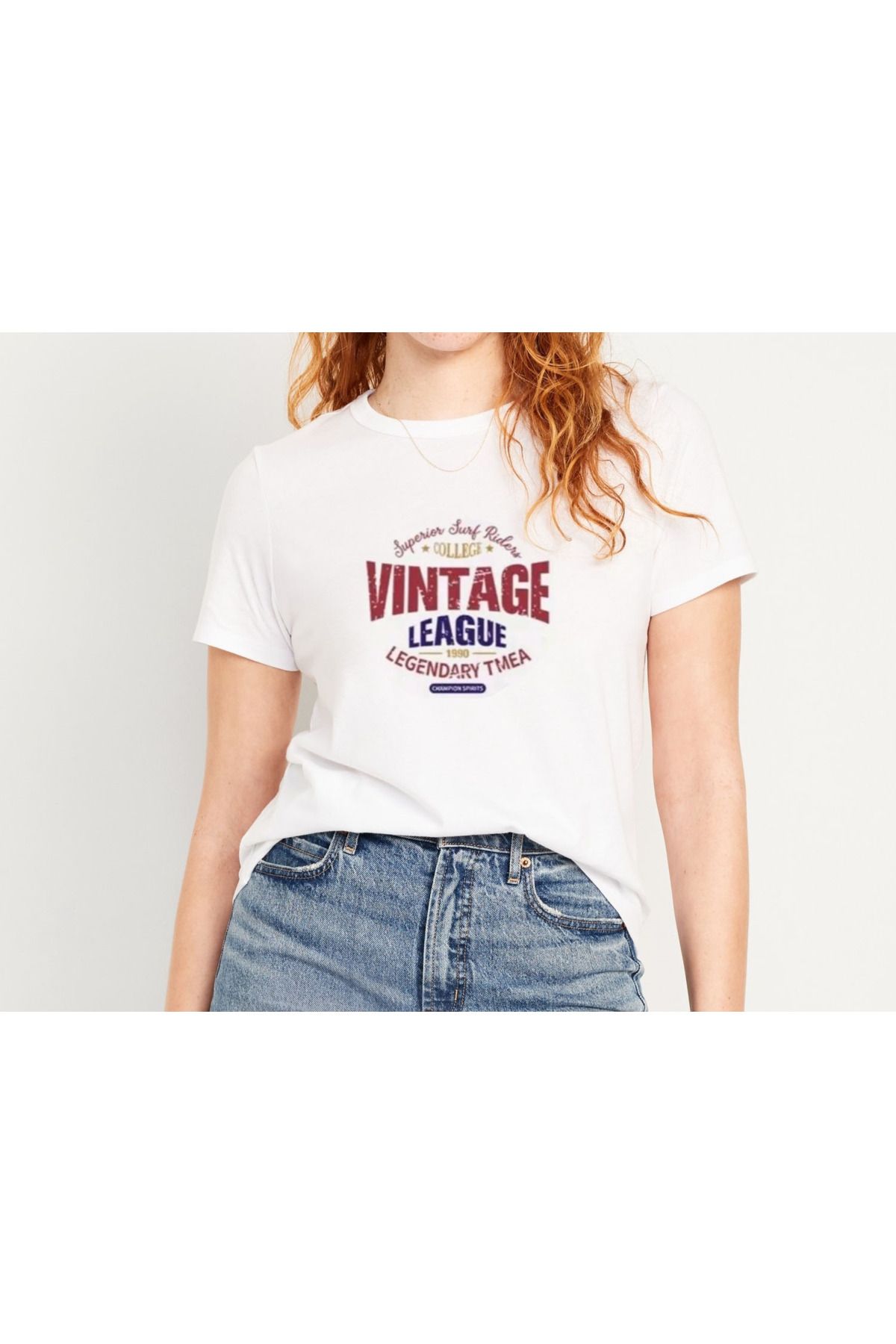 LEIVOR Vintage Baskılı %100 Pamuk Beyaz T-shirt