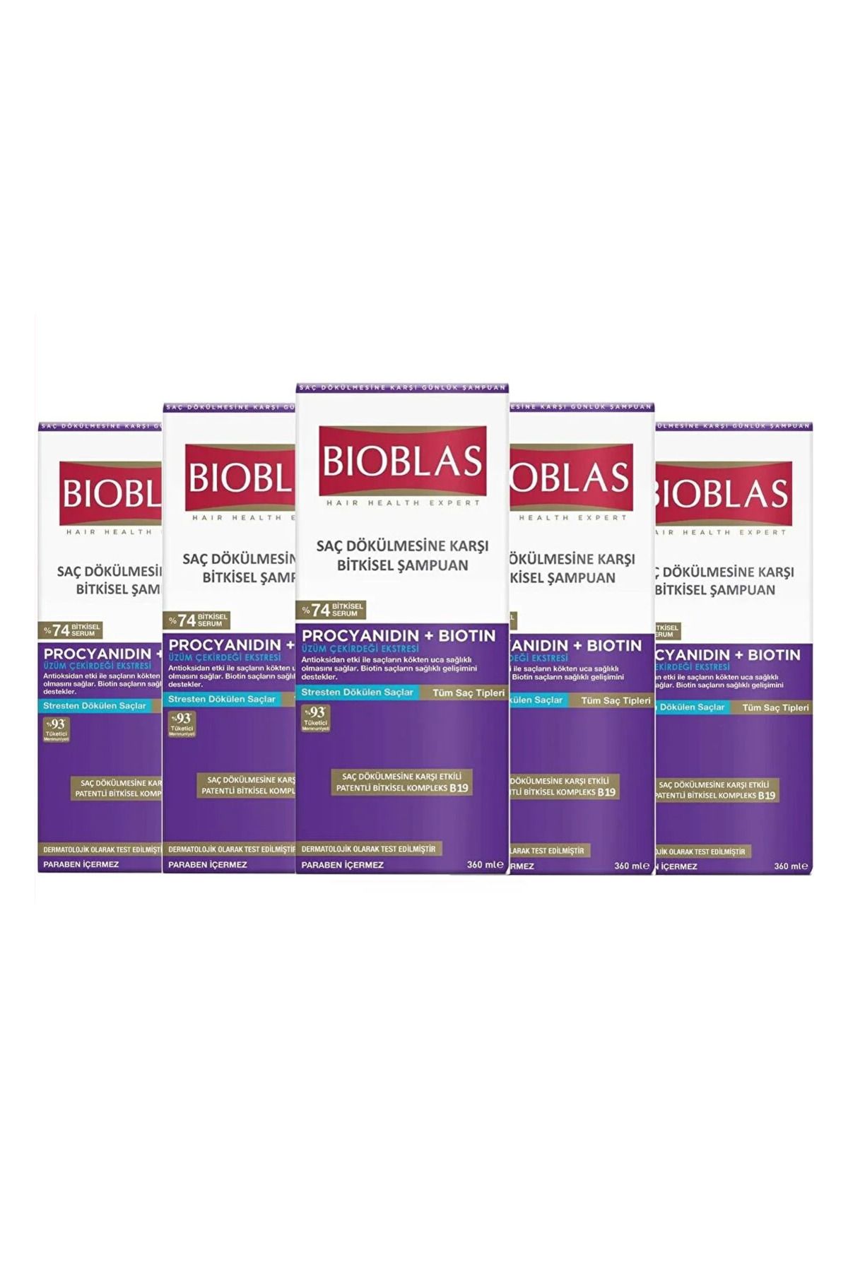 Bioblas Procyanıdın Yağlı Saçlar İçin Dökülmeye Karşı Bitkisel Şampuan 360 ml 5 Adet