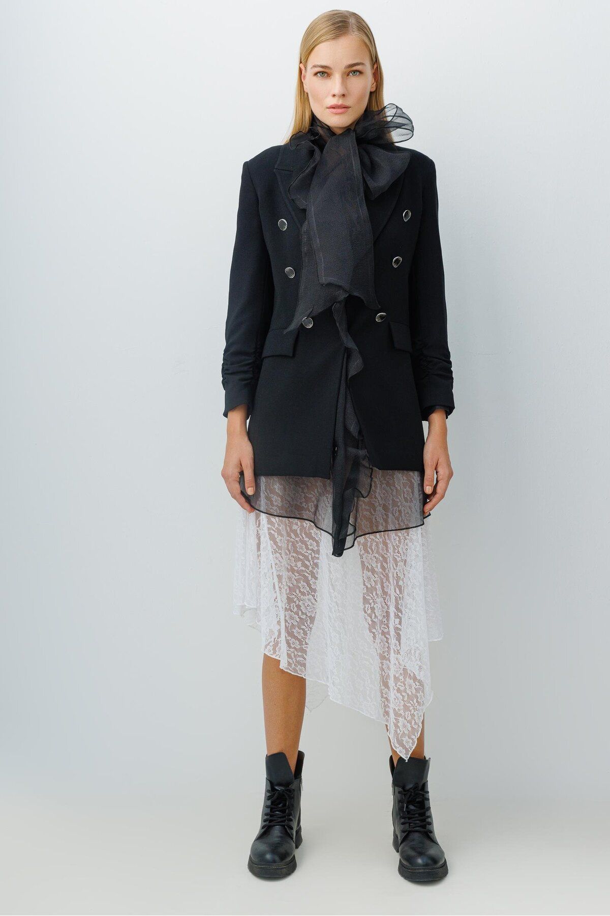 Moda İlgi Modailgi Kolu Büzgü Detaylı Ceket Siyah