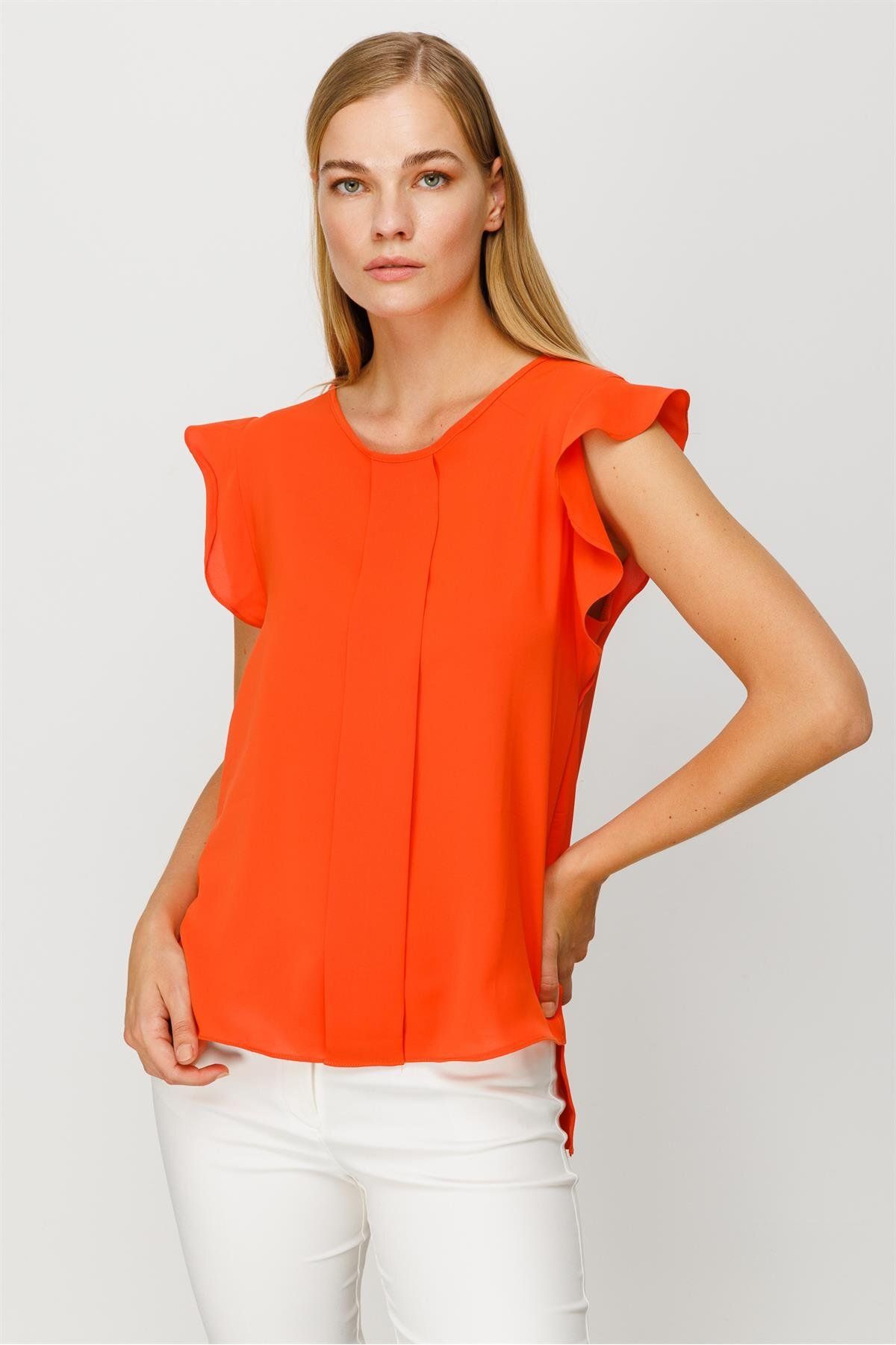 Moda İlgi Modailgi Kolları Volanlı Bluz Orange