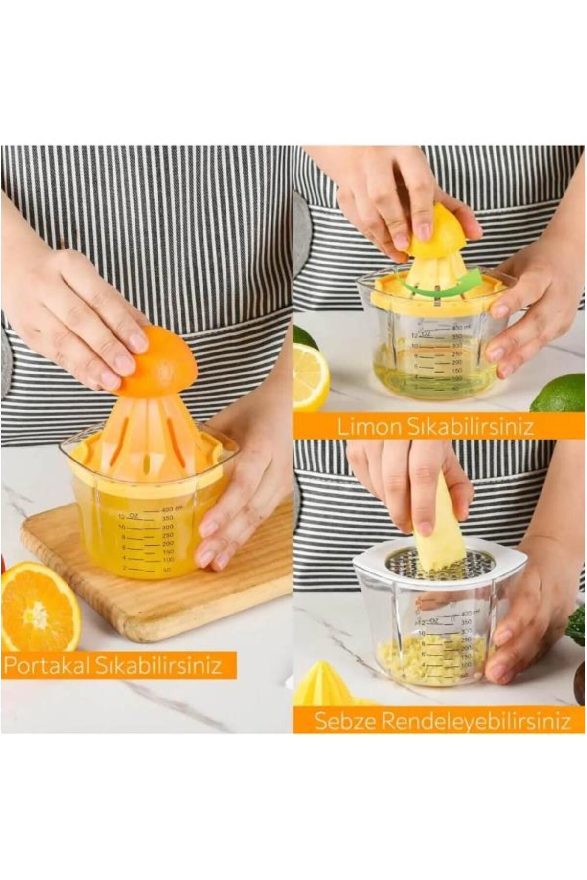 Hayveys 4 Özellikli Rende Tasarımlı Hazneli Ölçülü Limon Naranciye Sıkacağı