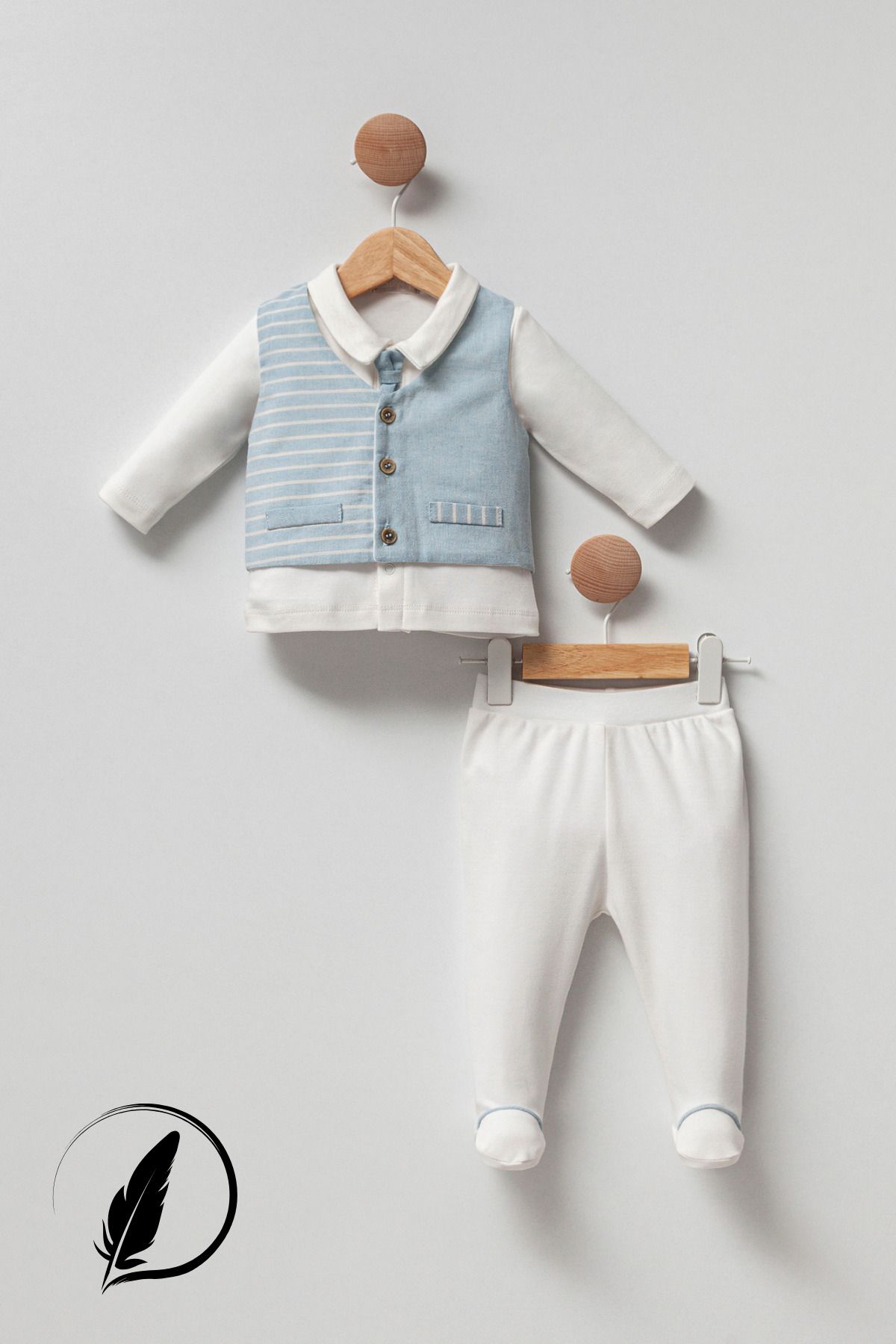 Cassiope Smoothie Erkek Bebek 3'lü Takım İnterlok ve Dokuma Kumaş Sweat Pantolon Yelek