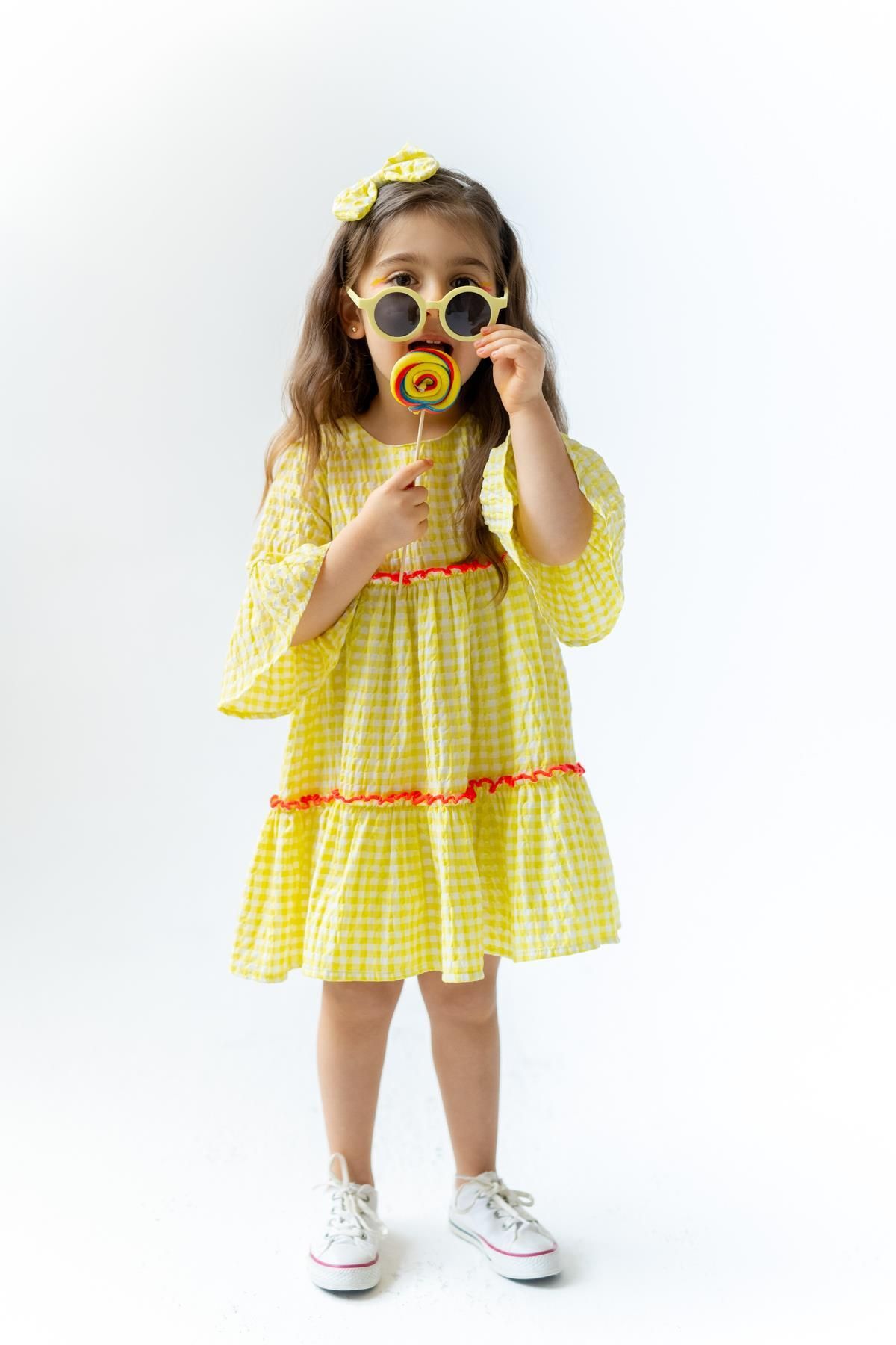 Pixy Love Sarı Kız Çocuk Elbise Farbela Mini Pöti