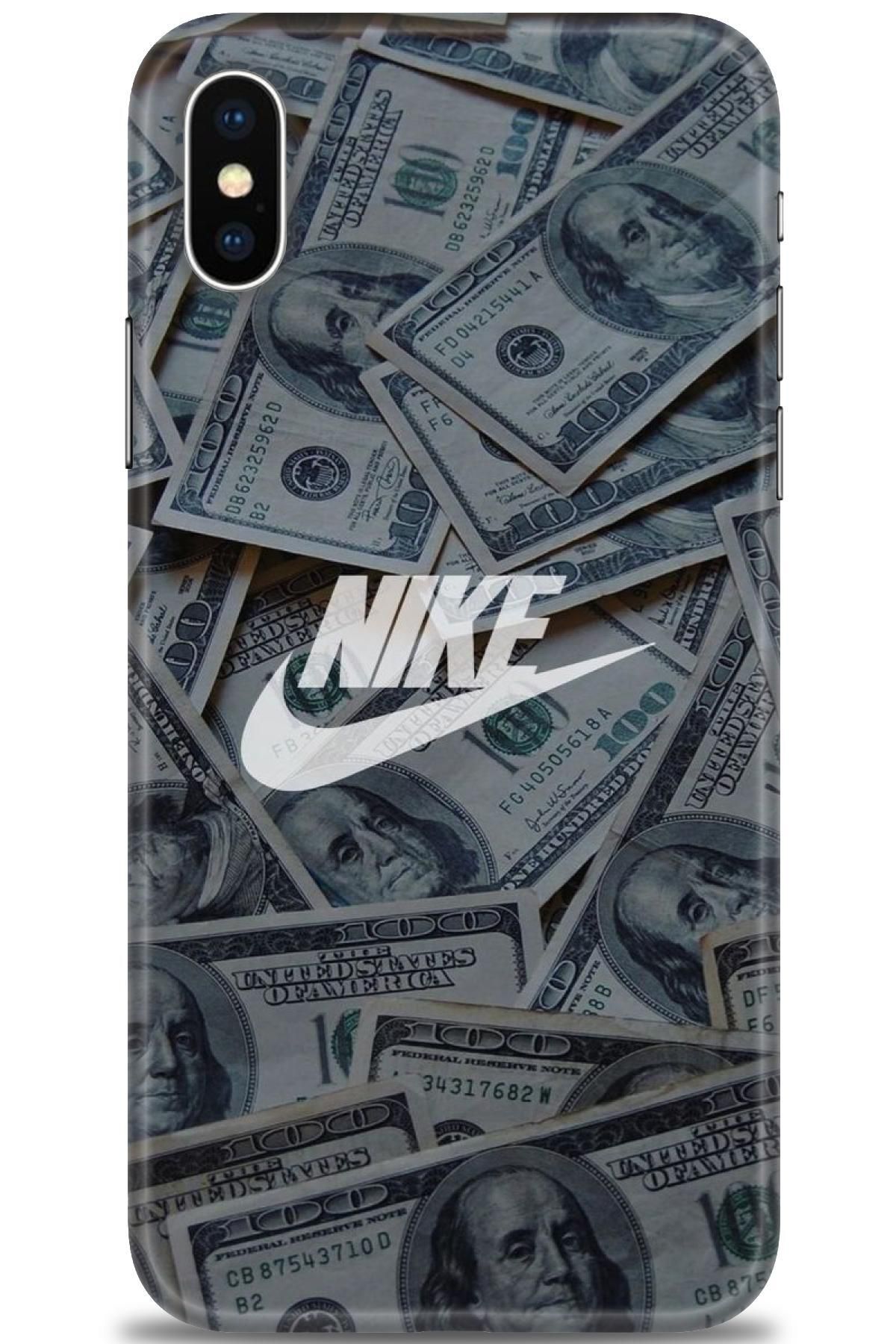 kılıfevreni iPhone XS Max Kılıf HD Baskılı - Nike Dolar + 9H NANO EKRAN KORUYUCU