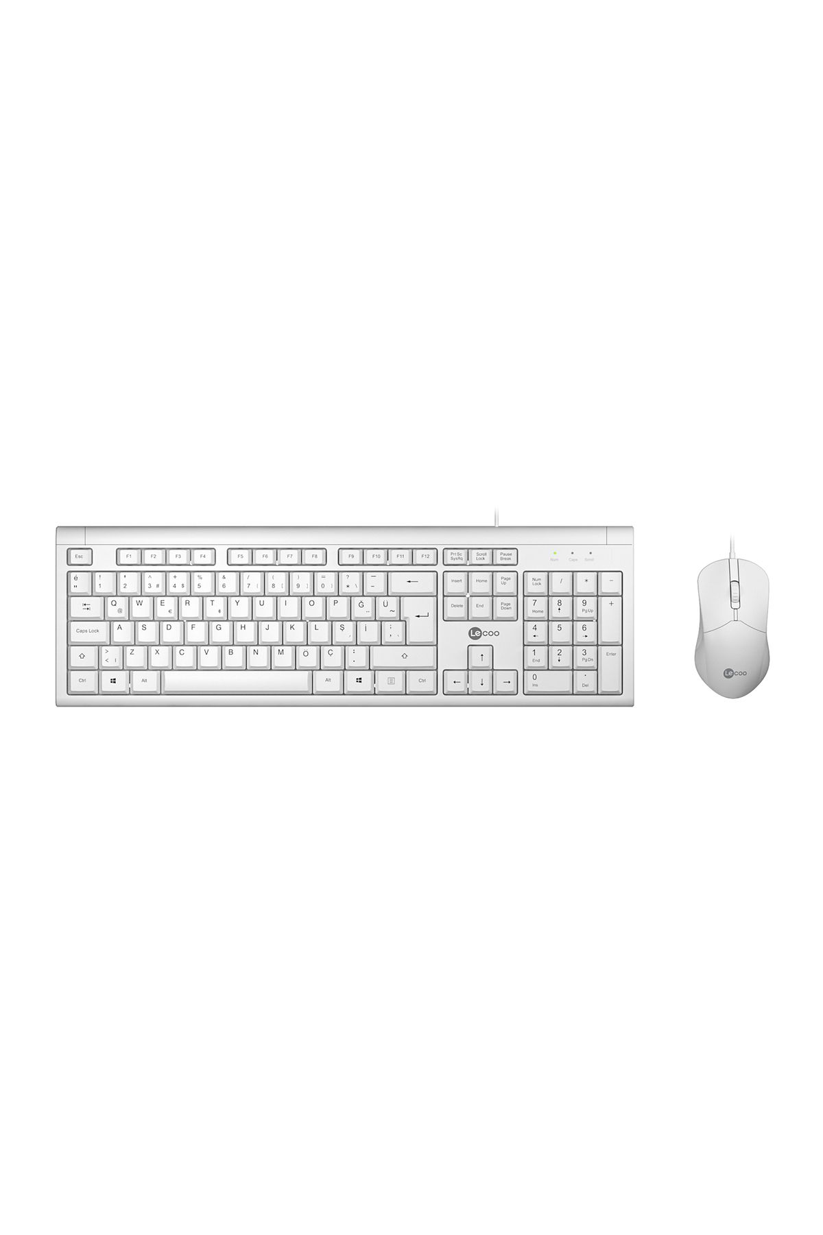 Lecoo CM101 USB Kablolu Türkçe Q Klavye & Mouse Set Beyaz