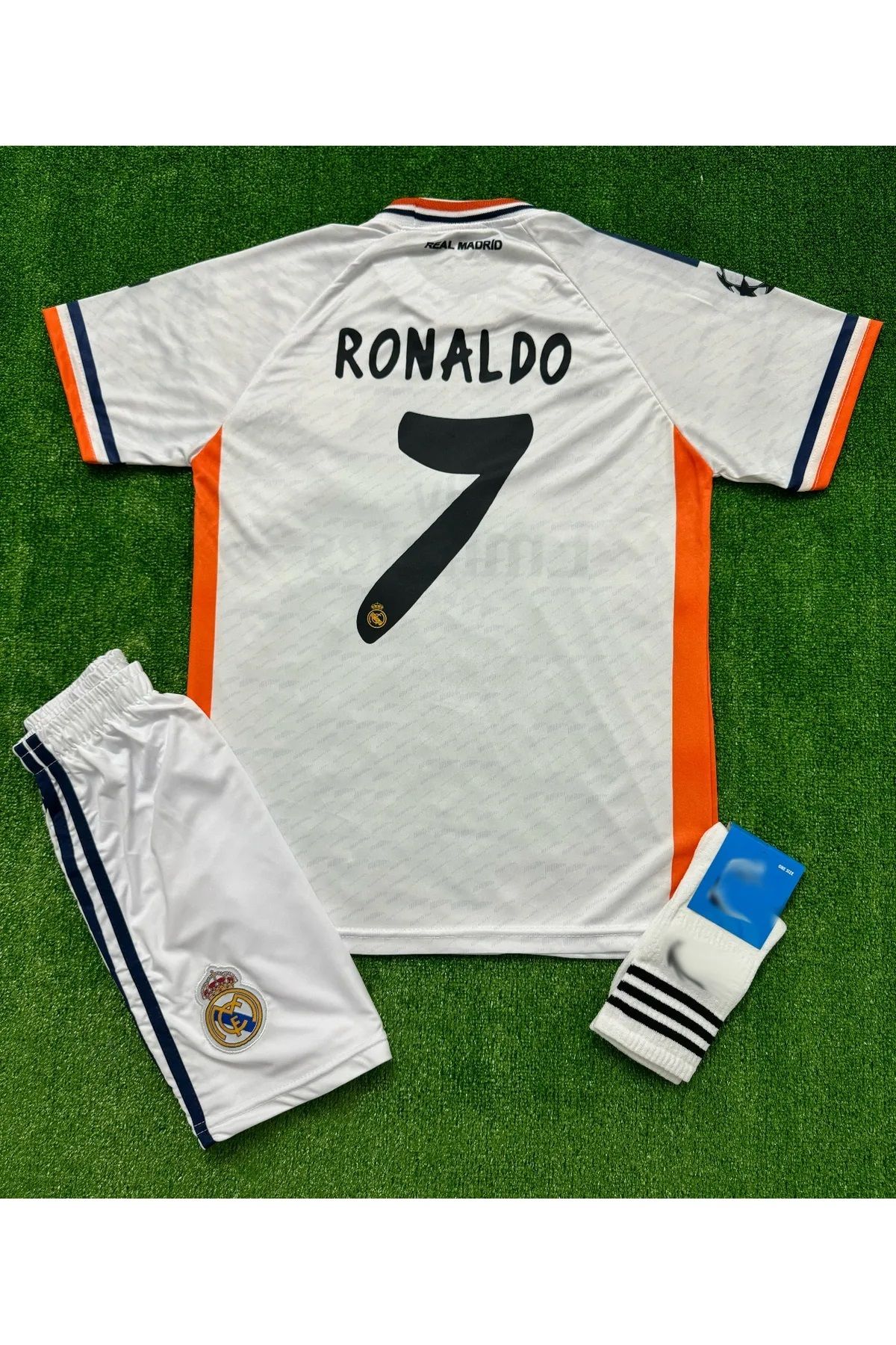 yenteks Real Madrid Ronaldo 2014 Lisbon Retro Çocuk Beyaz Futbol Forması 4'lü Set Aly2110