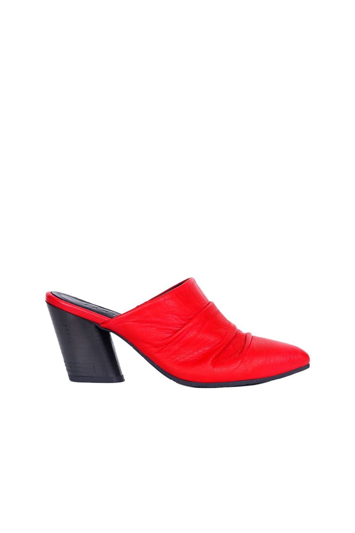 Bueno Shoes Kırmızı Deri Kadın Topuklu Terlik