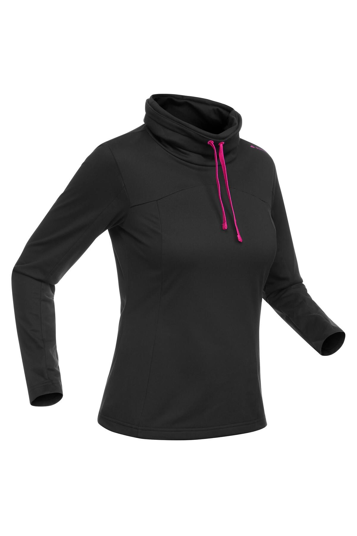 Decathlon Kadın Uzun Kollu Outdoor Tişört - Siyah - Sh100 Warm