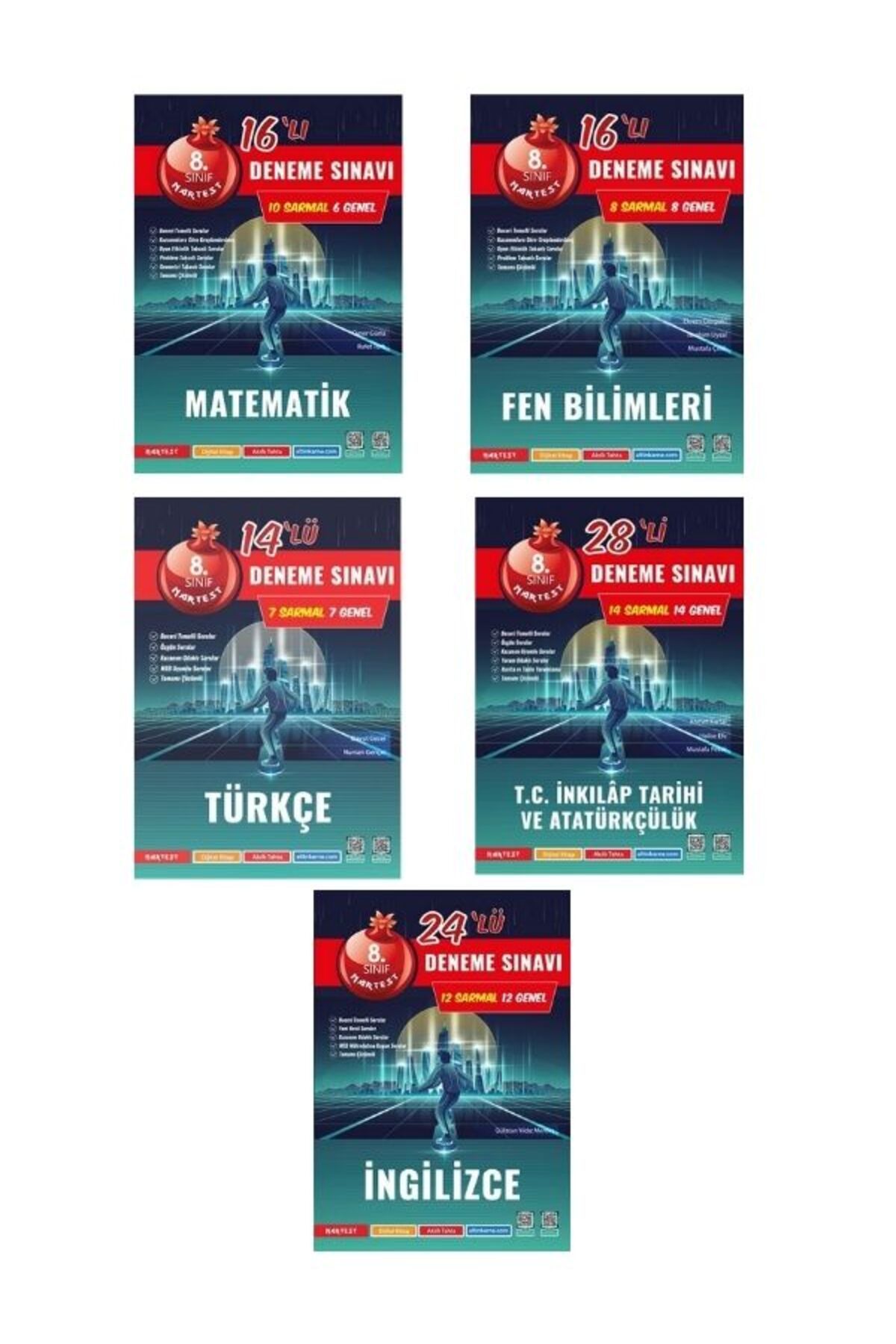 Nartest Yayınları 8.sınıf 5 li Deneme Seti (Matematik, Fen, Türkçe, Inkılap, İngilizce)