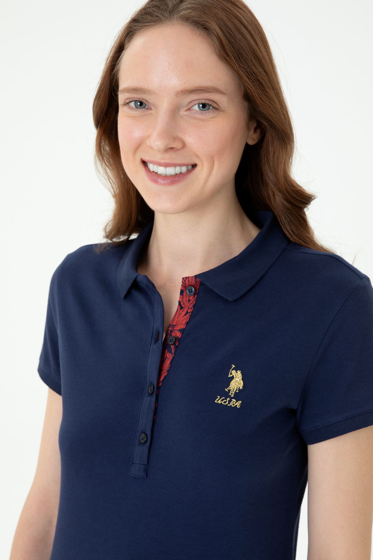 U.S. Polo Assn. Kadın Lacivert Polo Yaka T-shirt ARİEN GİYİM
