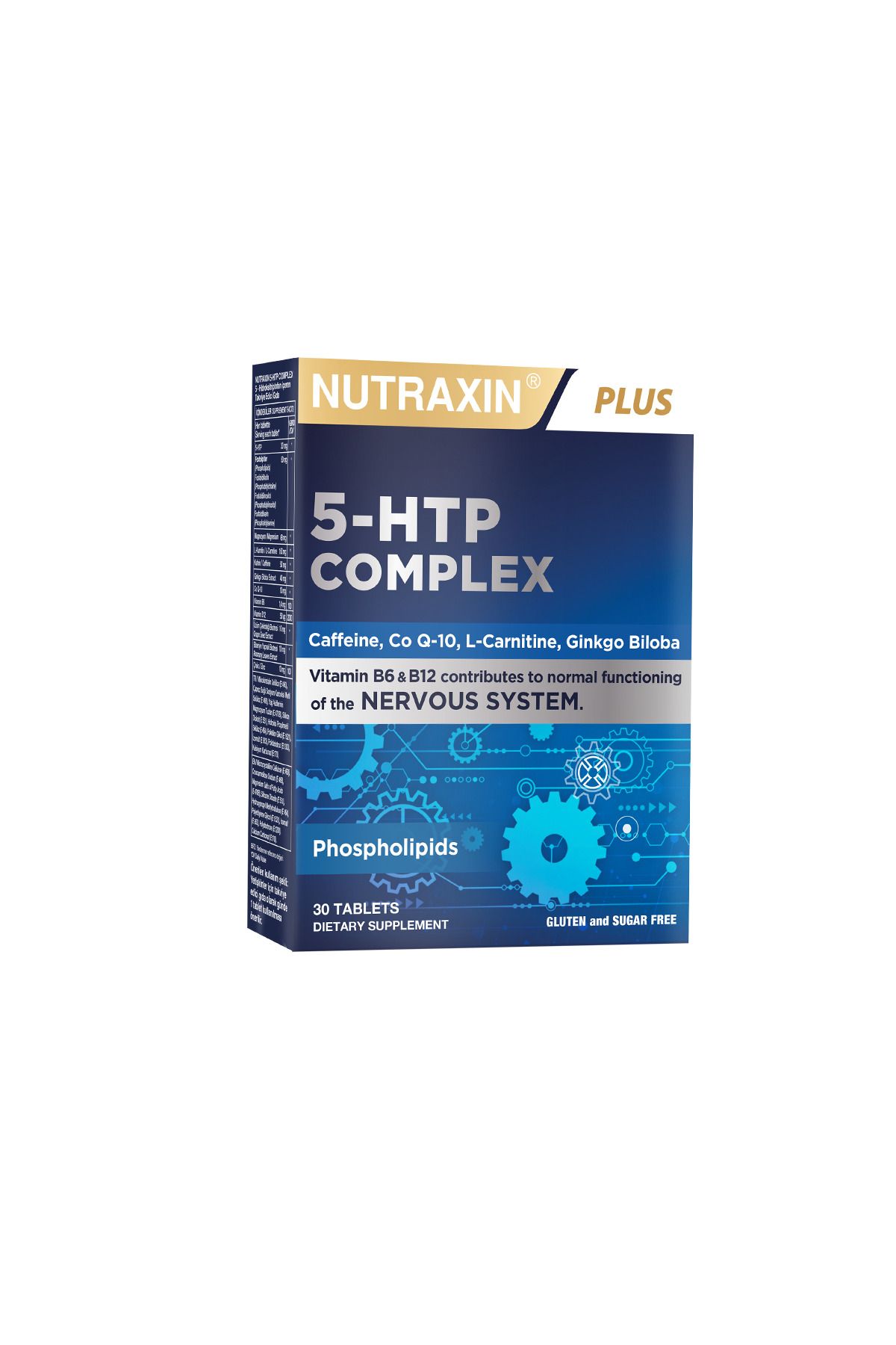 Nutraxin 5 Htp Complex 30 Tbl - Magnezyum Ginkgo Biloba B12 CoQ10 Kafein Çinko L-Carnitin B6