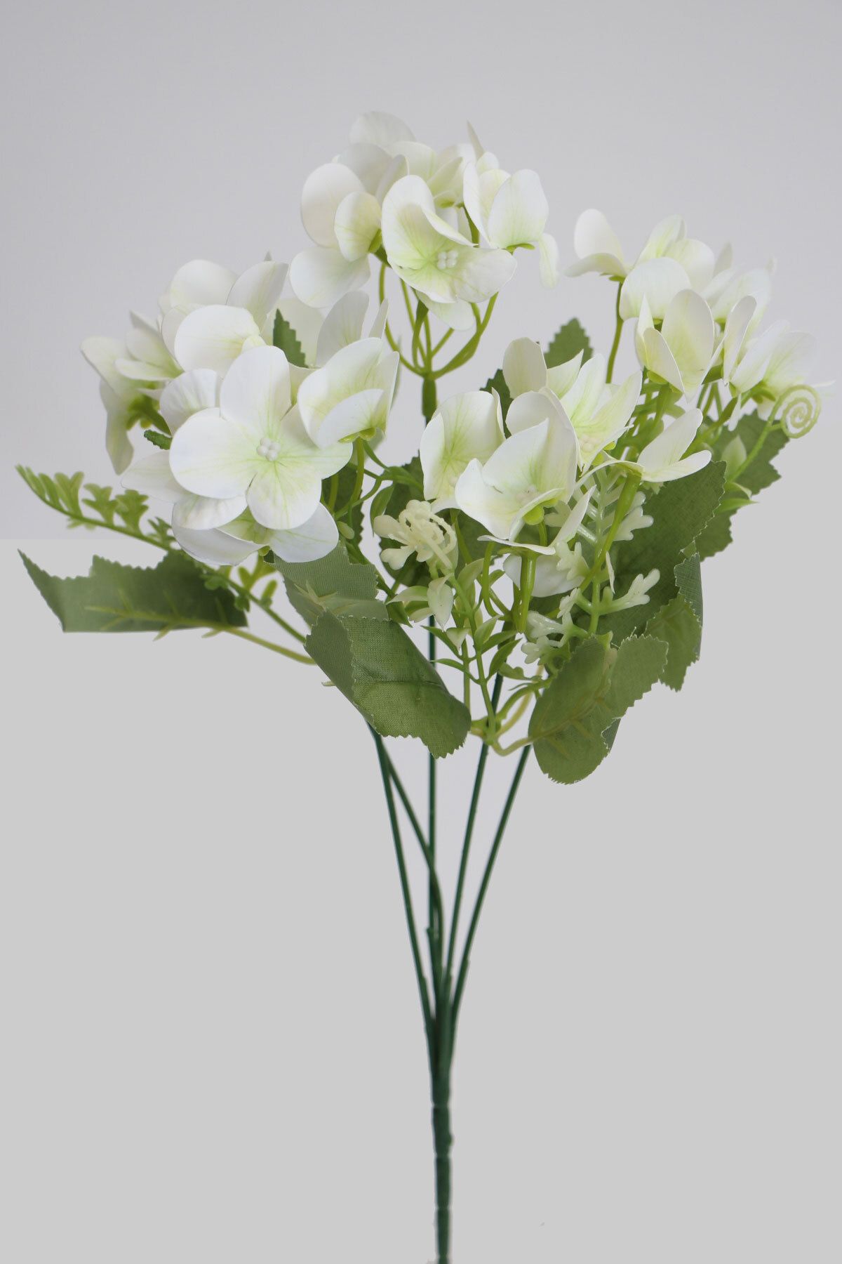 Yapay Çiçek Deposu Yapay Küçük Islak Ortanca Demeti 32 cm Beyaz