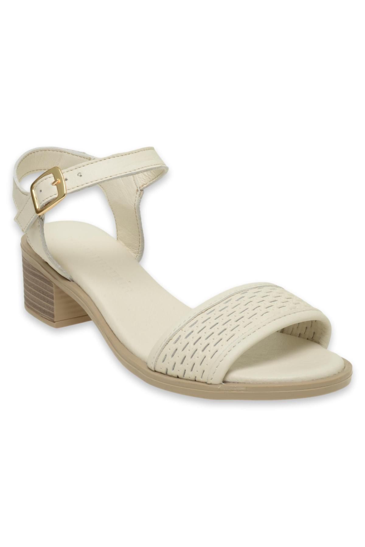 Mammamia D24Ys-1110Z Topuklu Kırık Beyaz Kadın Sandalet