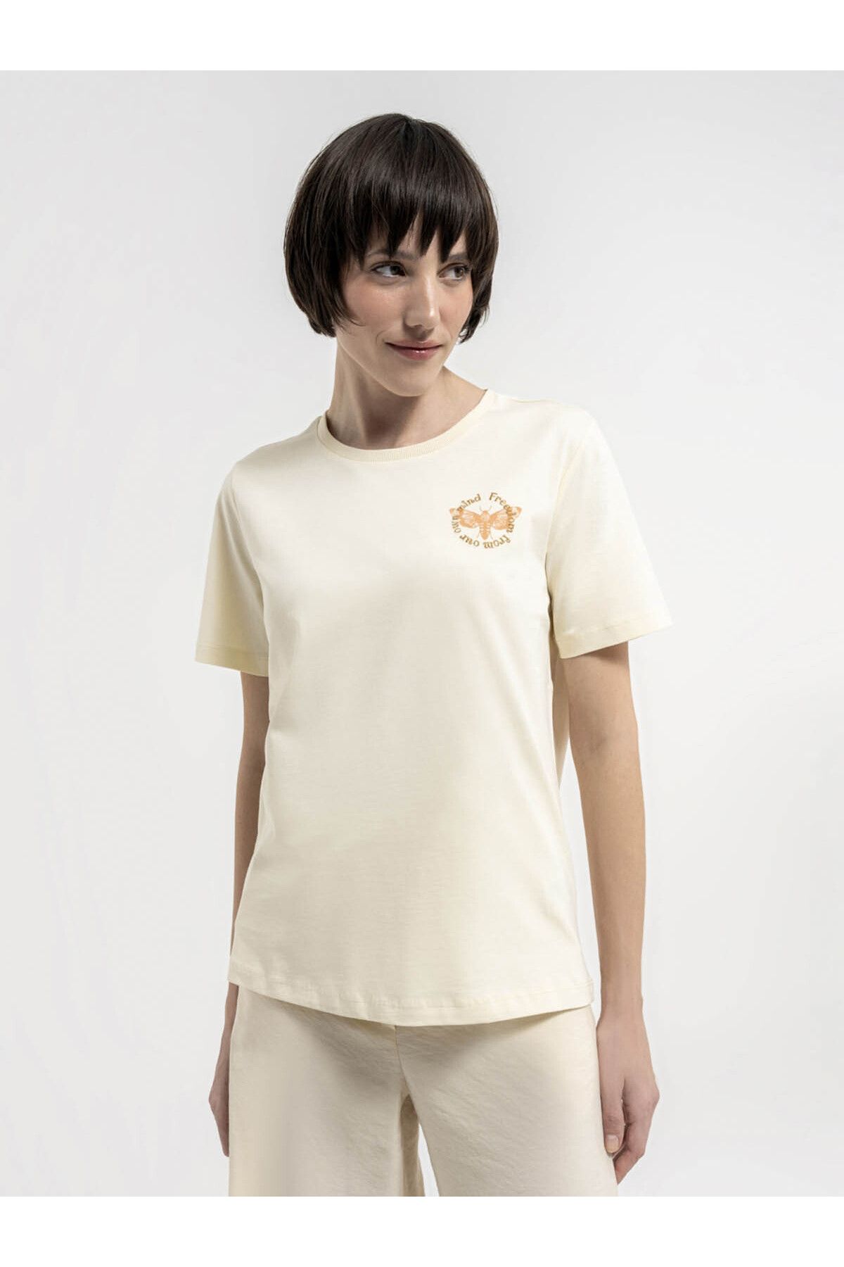 Loft Kadın T-shirt Ekru Lf2035652