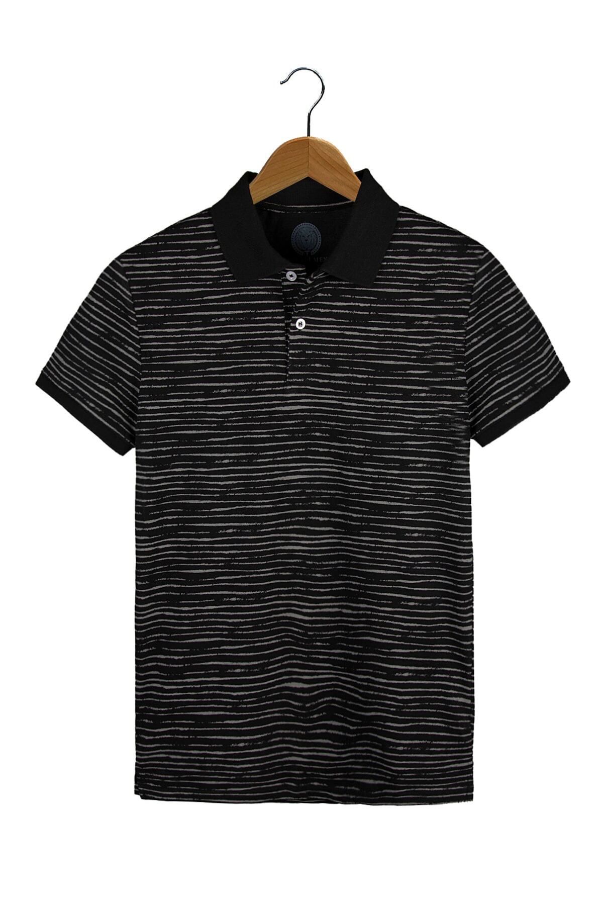 VEAVEN Erkek  Siyah Kırçıllı Polo Yaka T-shirt