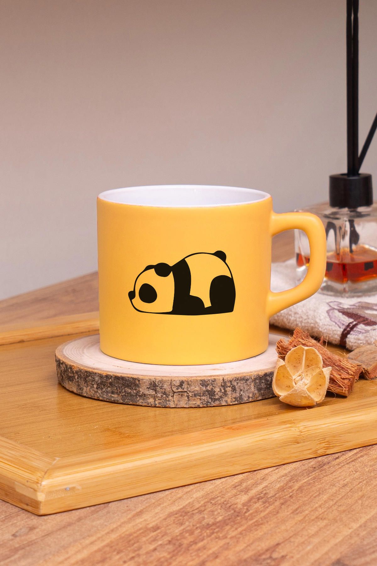 Seraclass Panda Tasarım Sarı Nescafe Fincanı