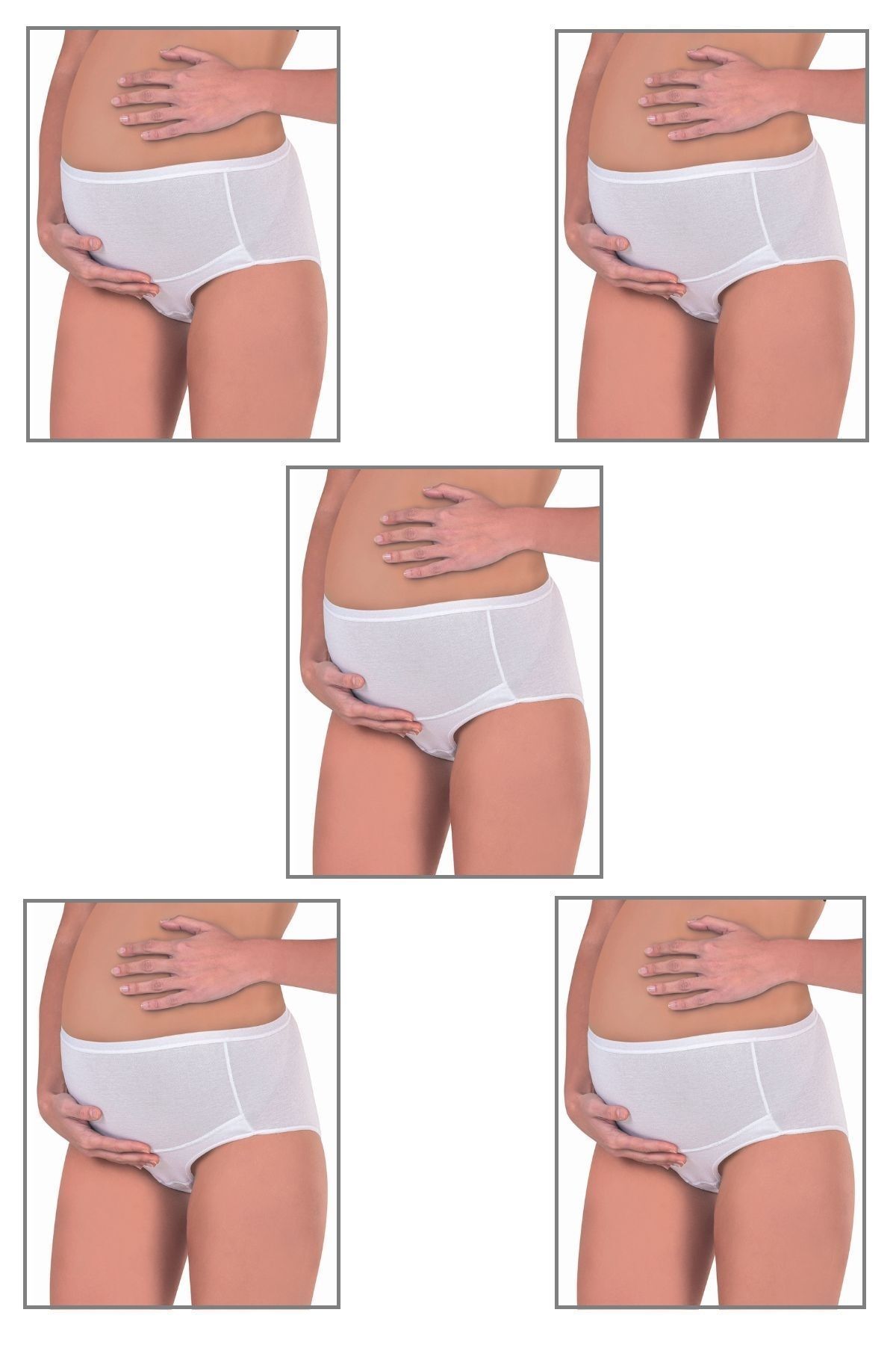 ÖZKAN underwear Özkan 23582 5'li Paket Kadın Pamuklu Likralı Süprem Hamile Lohusa Yüksek Bel Bato Külot