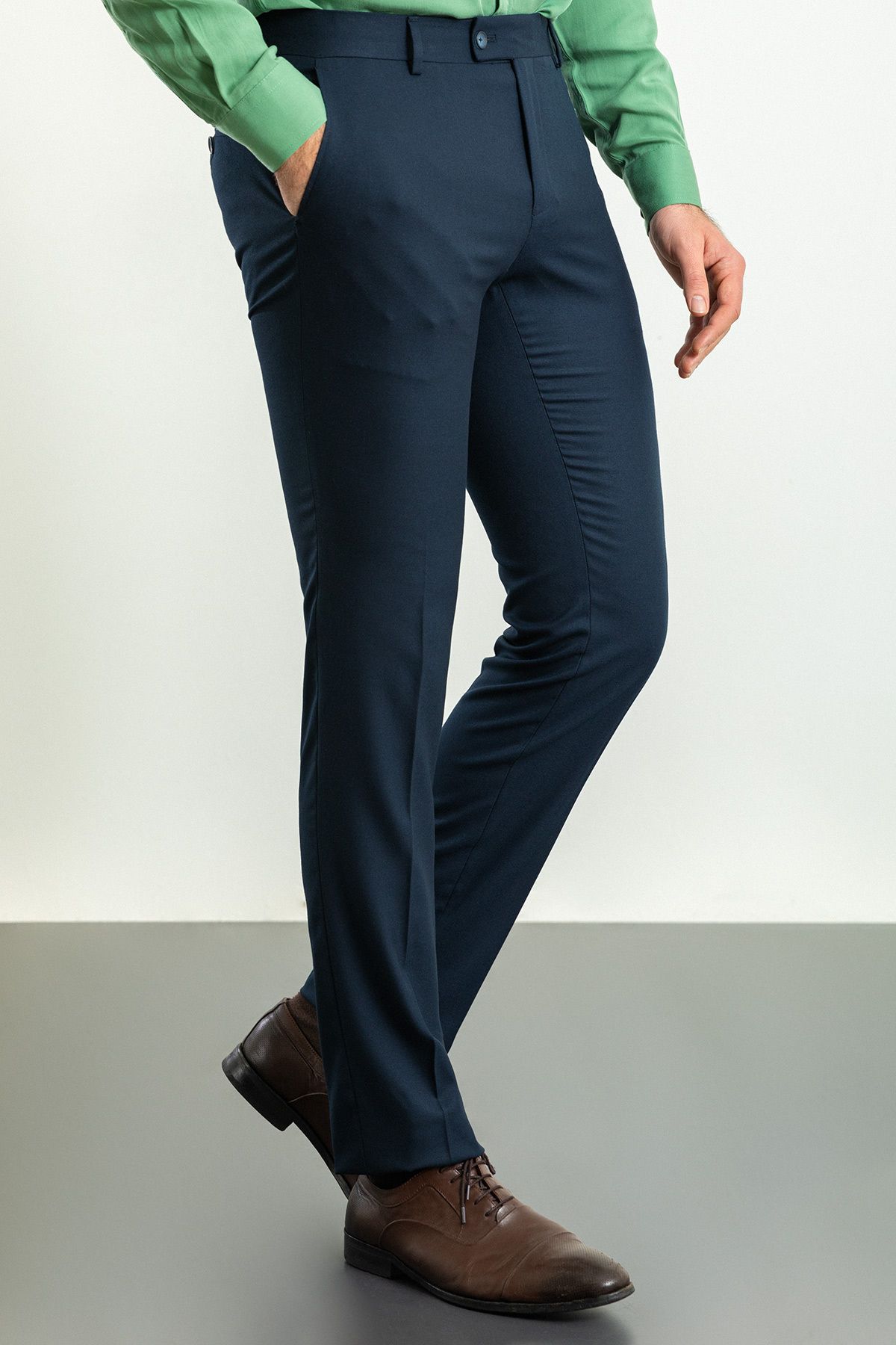 Mcr Desenli Lacivert Renk Slim Fit Klasik Erkek Pantolon
