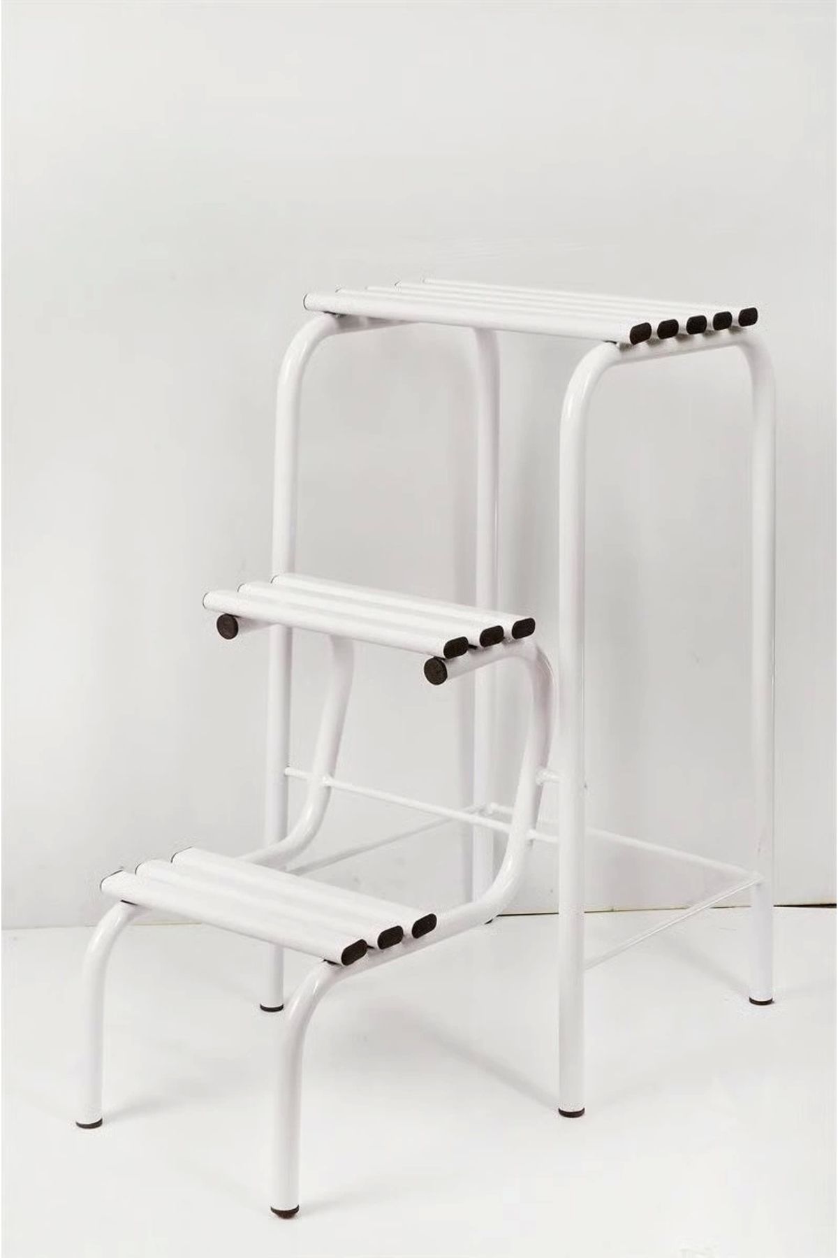 Evistro Metal Açılır Katlanır Tabureli Merdiven Sandalye Beyaz