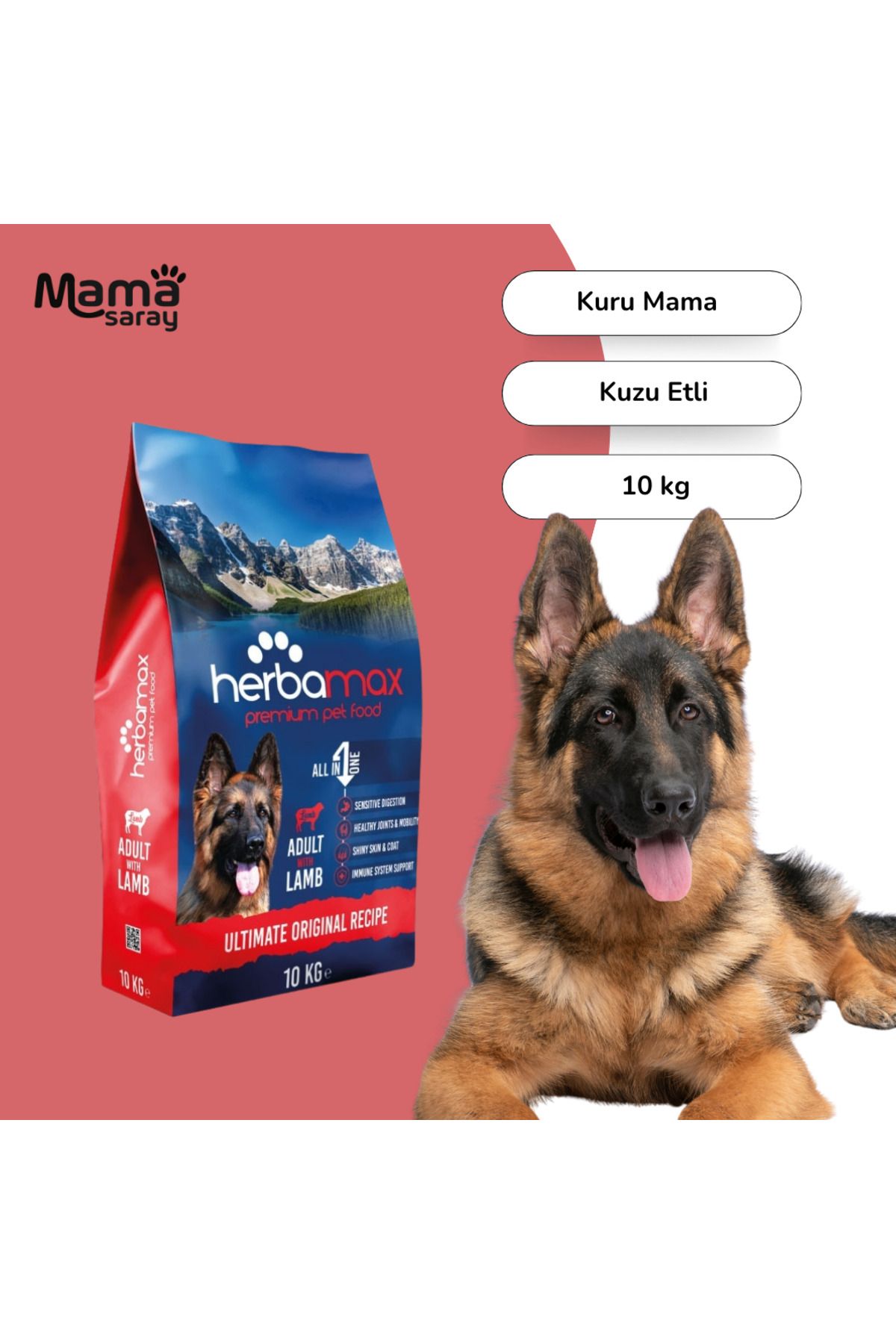 Herba Max Herbamax Premium Yetişkin Köpek Maması Kuzu Etli 10 Kg