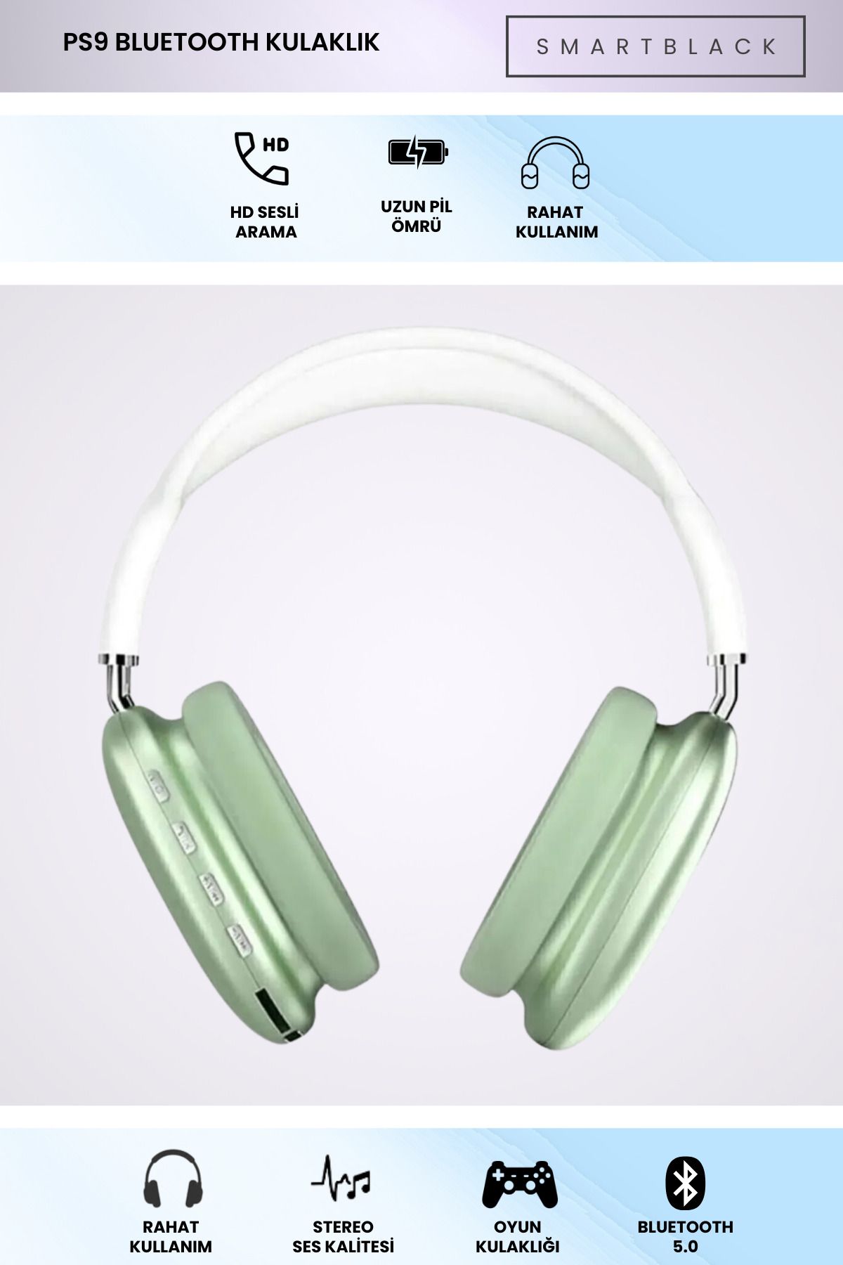 SmartBlack Bluetooth Kulak Üstü Kablosuz Mikrofonlu Kulaklık P9 Plus Wireless